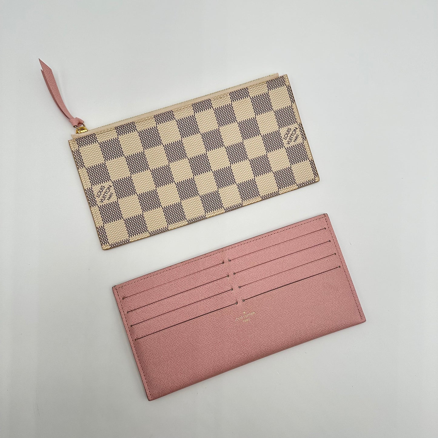 Authentic Louis Vuitton Damier Azur Rose Ballerine Felicie Zipper Wallet Insert
