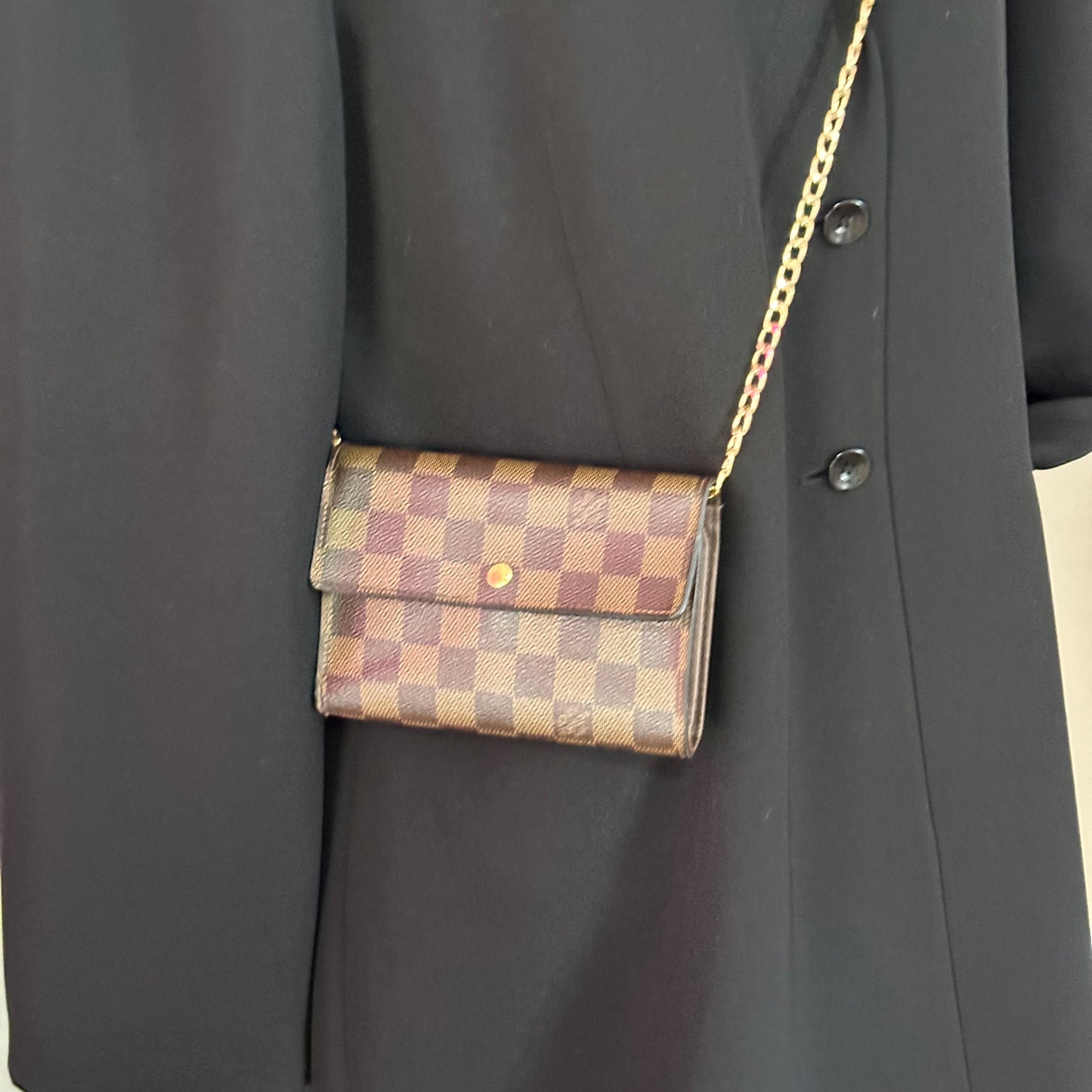 Authentic Louis Vuitton 2005 Damier Ebene Alexandra Trifold Compact Wallet