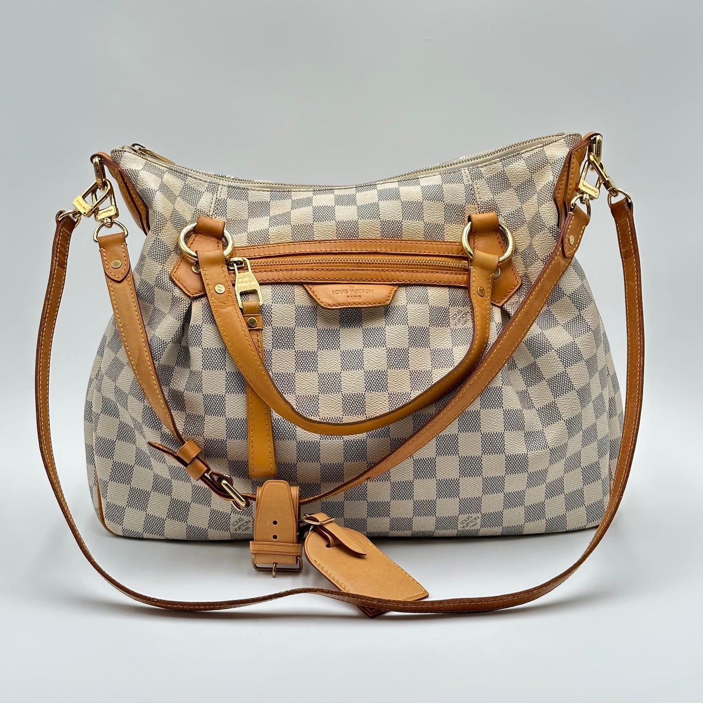 Authentic Louis Vuitton 2011 Damier Azur Evora MM Handbag Crossbody