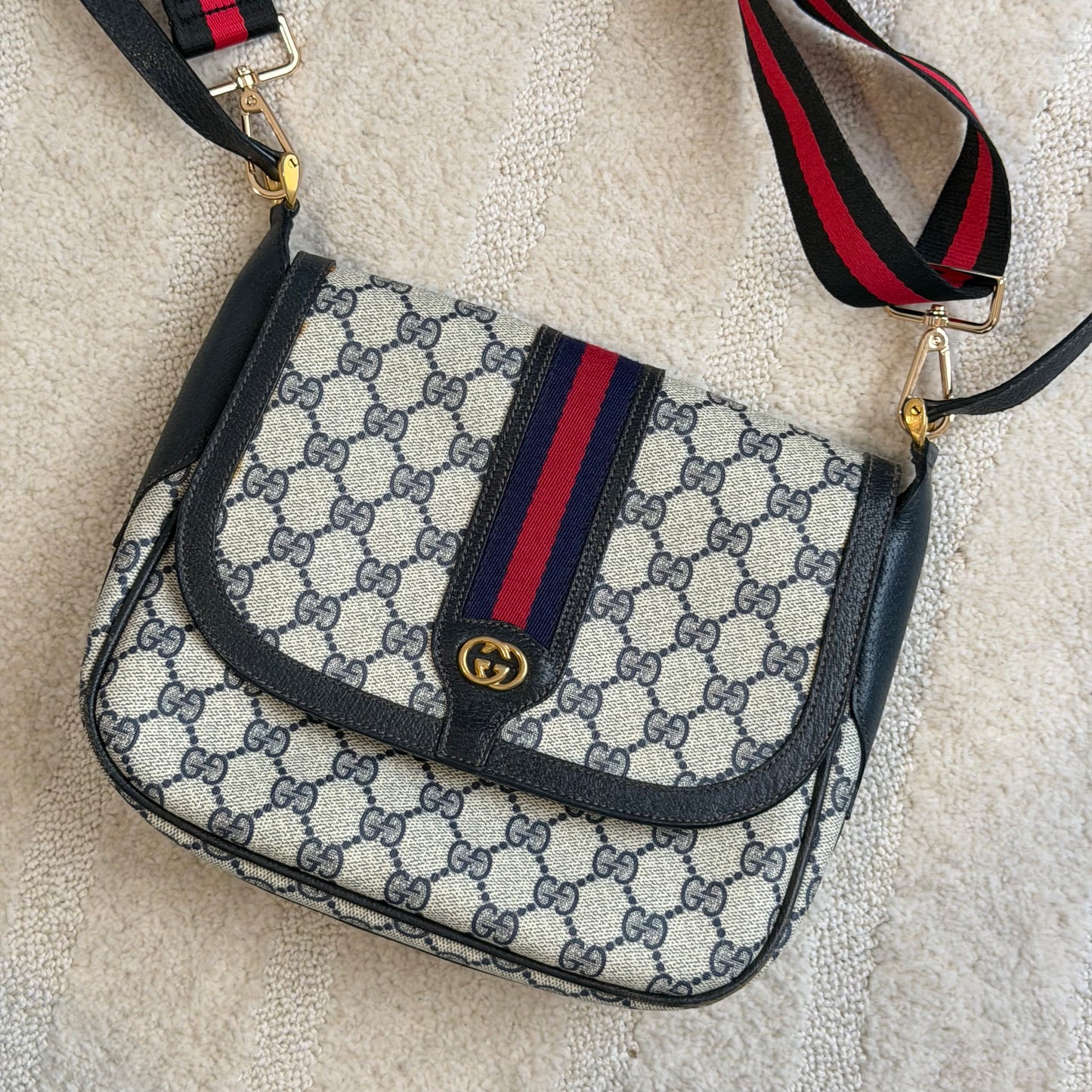 Authentic GUCCI Navy Web Crossbody