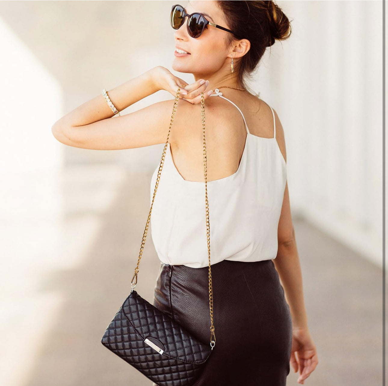 Gold Metal Shoulder Cross Body Bag Chain Replacement 47in