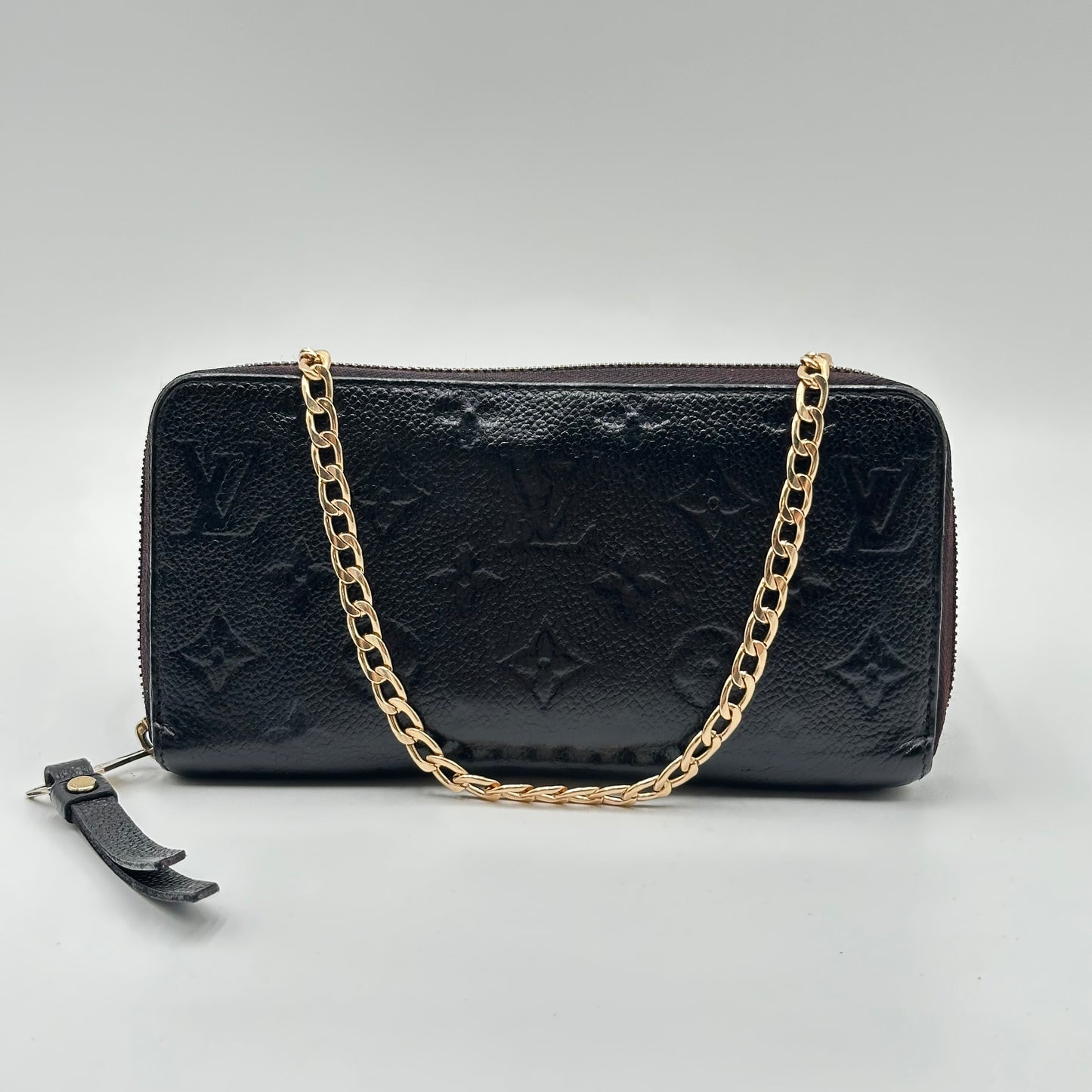 Authentic Louis Vuitton 2013 Black Empreinte Monogram Full Zipper Wallet Crossbody