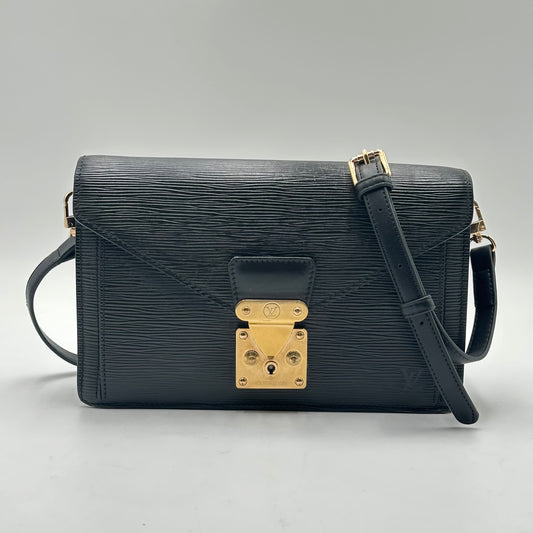 Authentic Louis Vuitton 1998 Black Epi Dragonne Sellier Clutch Crossbody