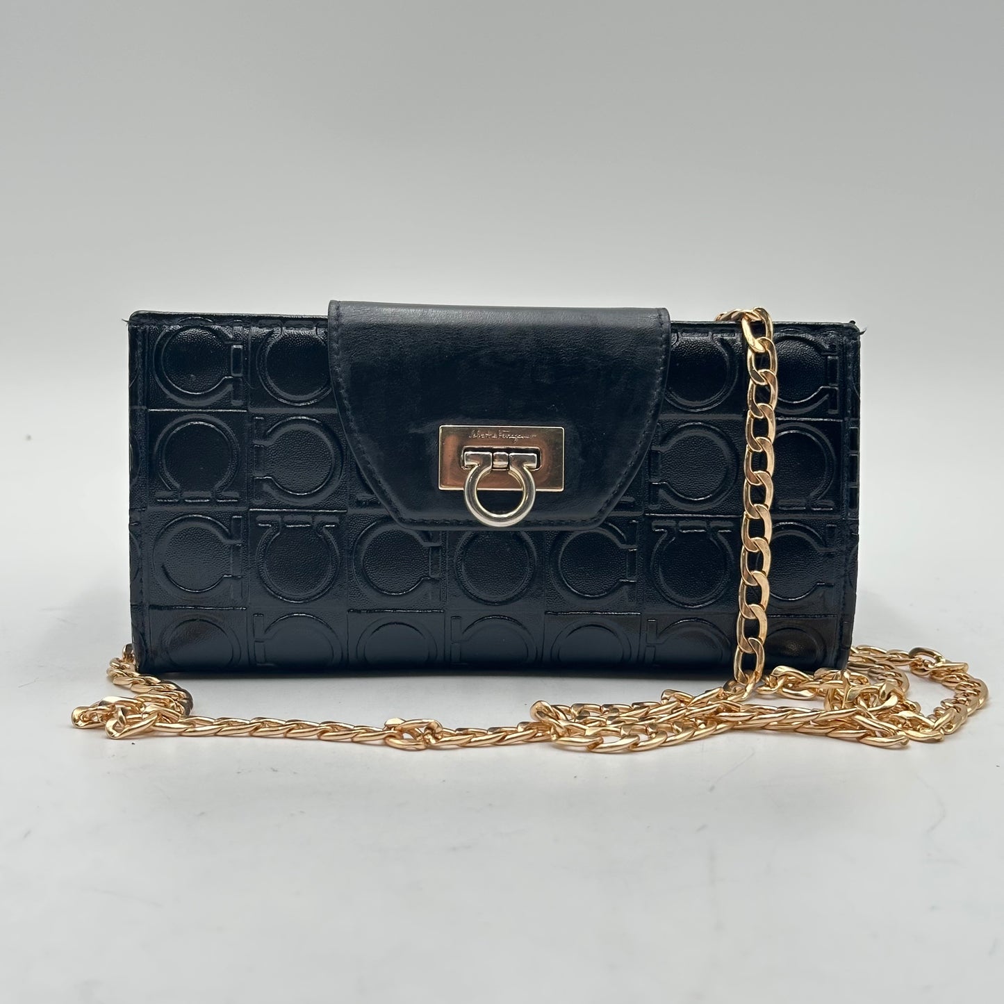 Authentic Authentic Ferragamo Black Snaplock Wallet Crossbody