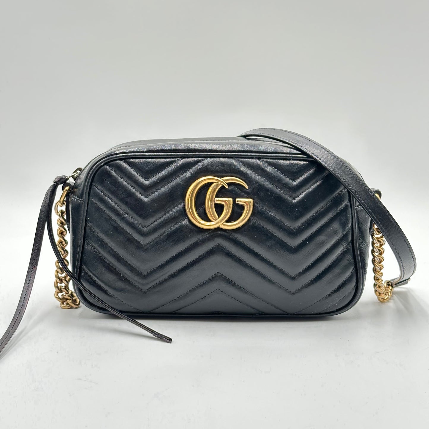 Authentic GUCCI Black Marmont V Stitch Crossbody