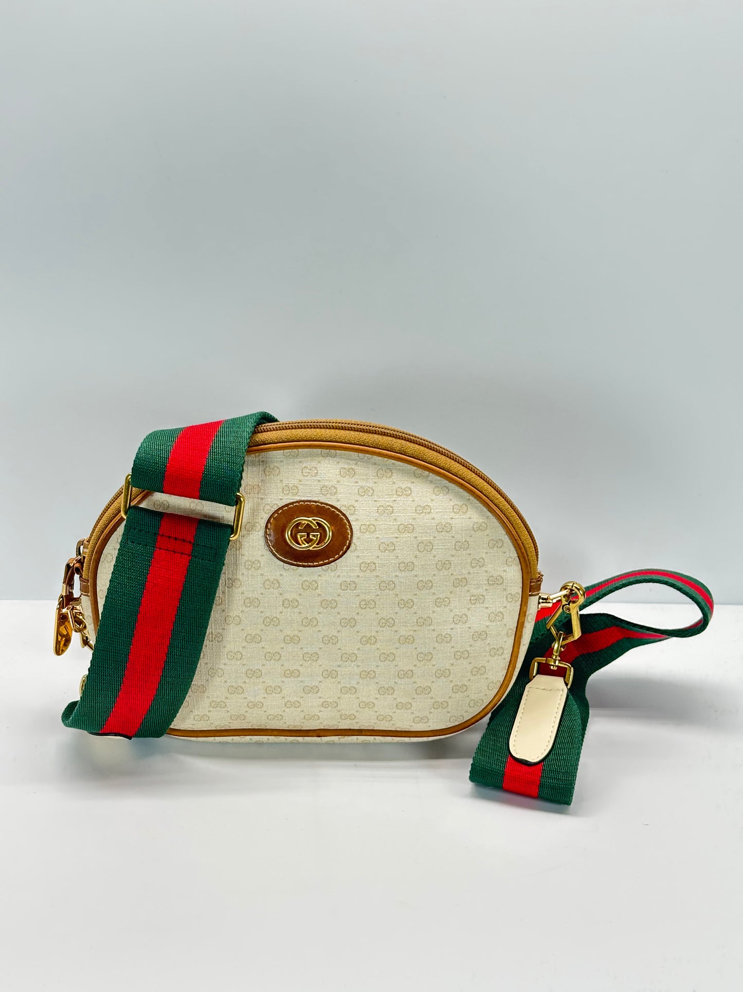 Authentic GUCCI White Micro GG Canvas Crossbody