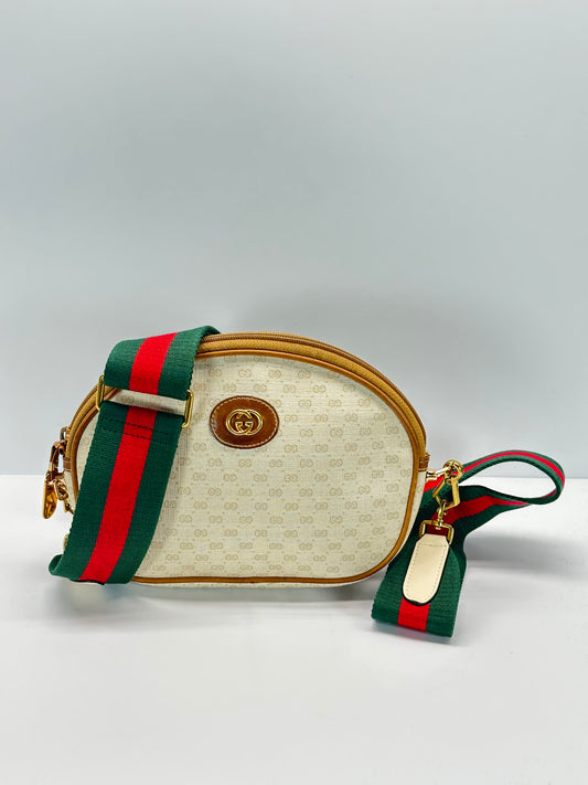 Authentic GUCCI White Micro GG Canvas Crossbody