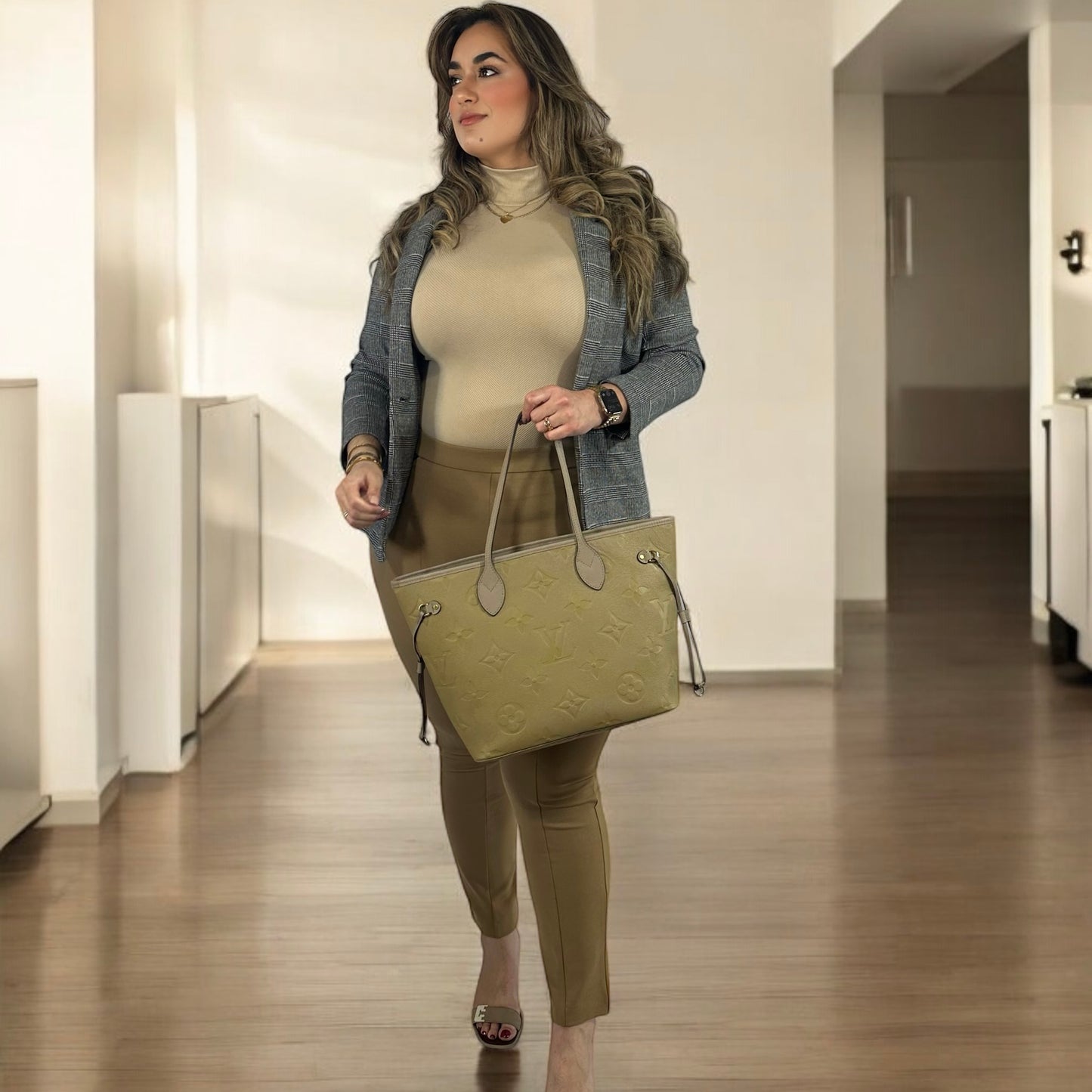 Authentic Louis Vuitton Turtle Dove Empreinte Neverfull MM