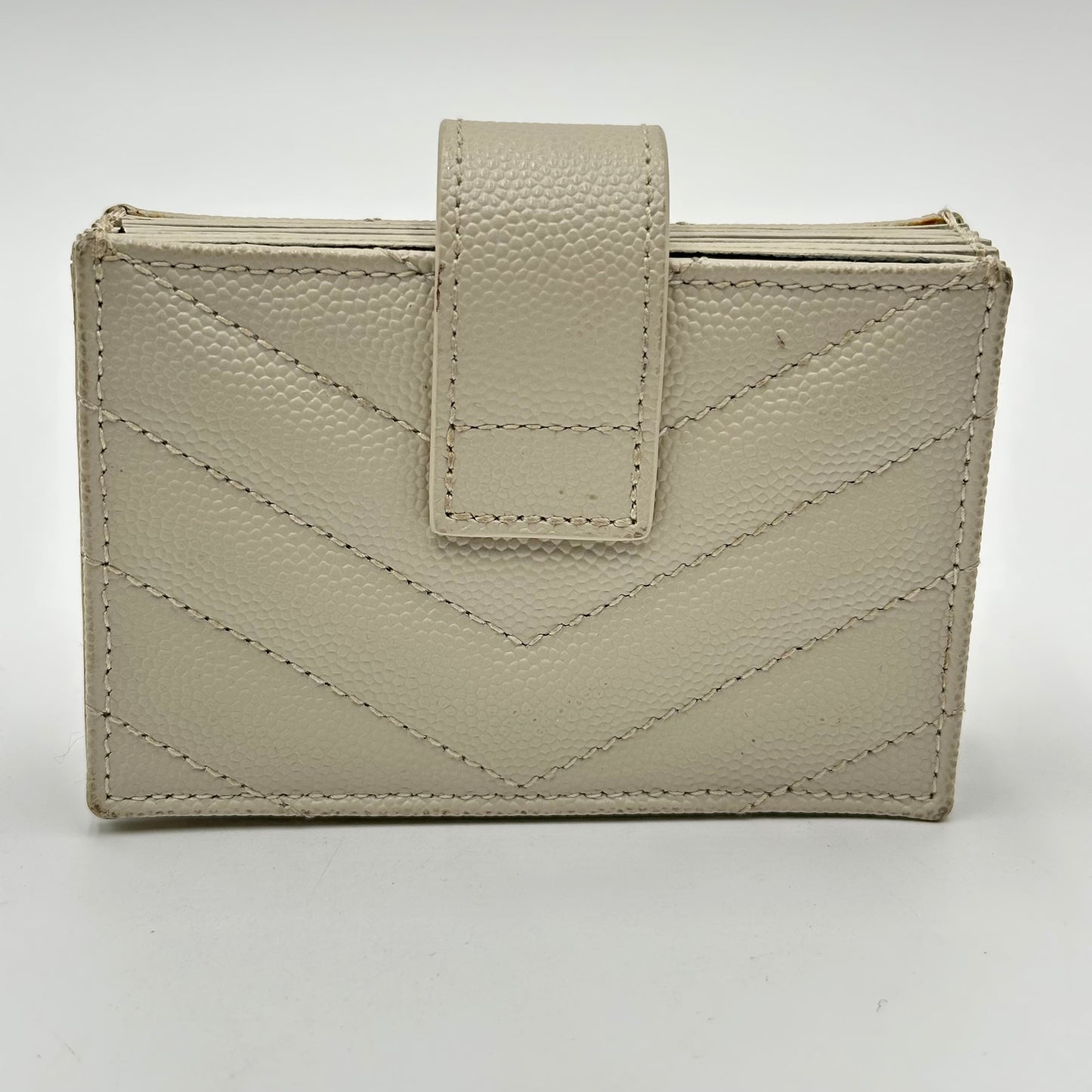 Authentic YSL White Accordion Compact Wallet
