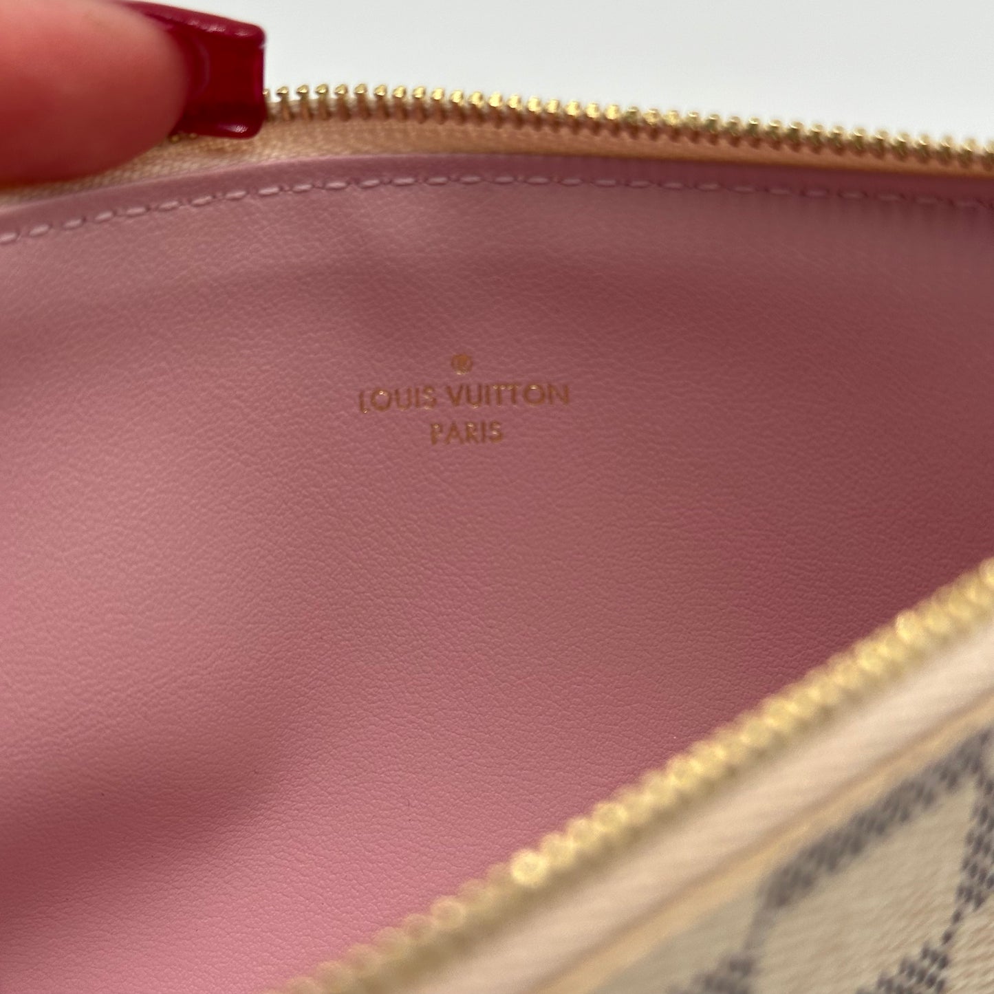 Authentic Louis Vuitton Damier Azur Rose Ballerine Felicie Zipper Wallet Insert