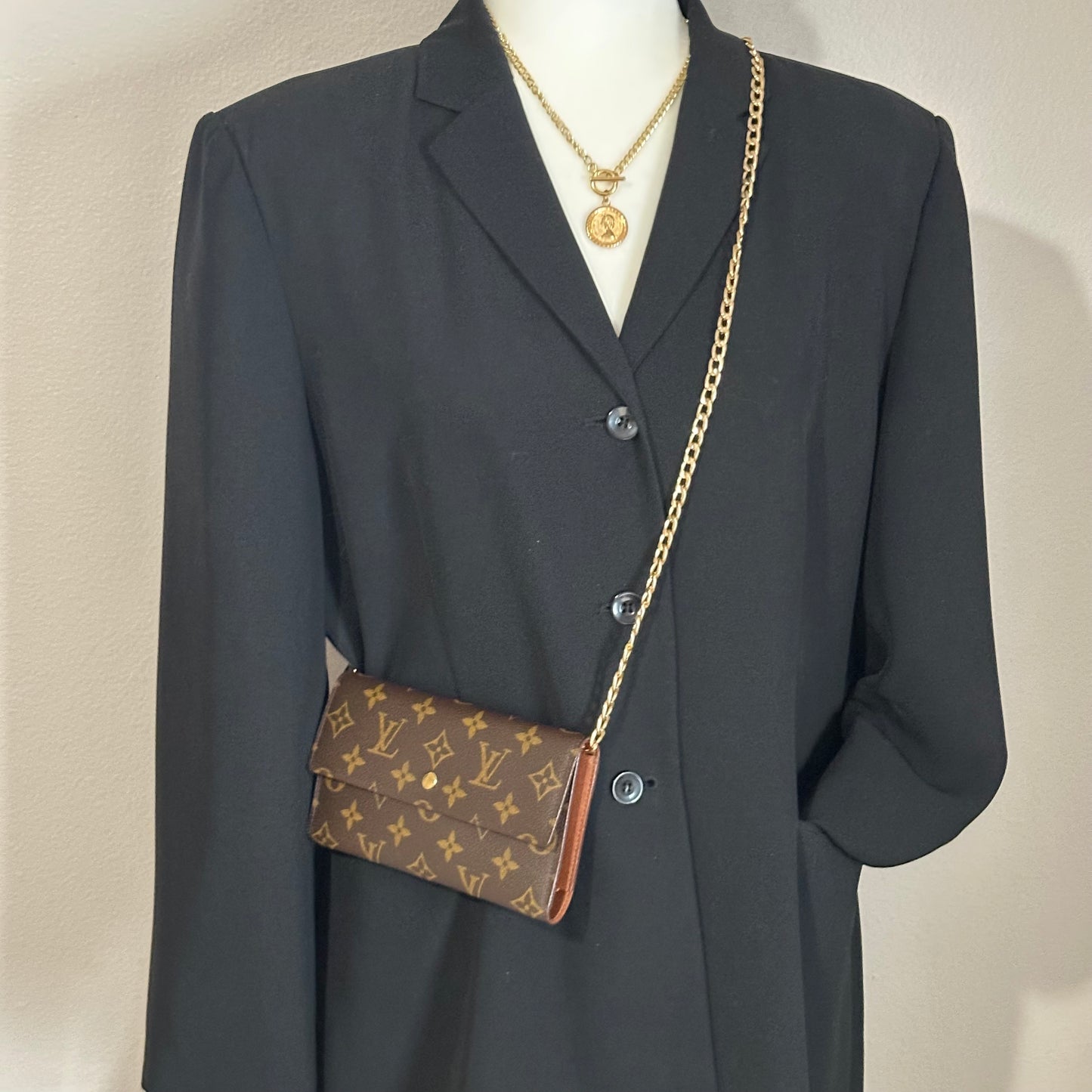 Authentic Louis Vuitton 1999 Monogram Trifold Wallet Crossbody