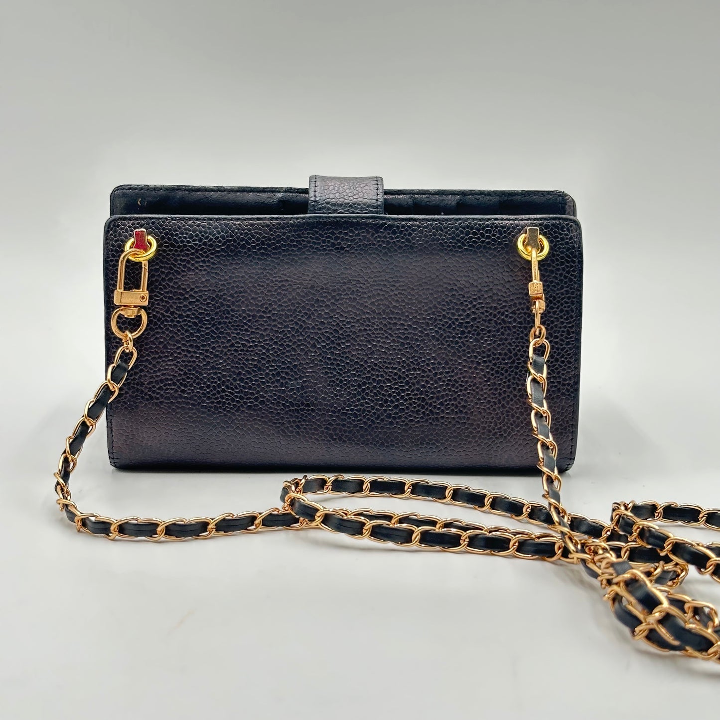 Authentic CHANEL Black Caviar Kisslock Wallet