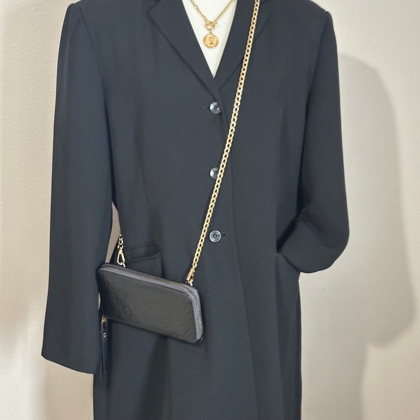 Authentic Louis Vuitton 2011 Black Empreinte Monogram Full Zipper Wallet Crossbody