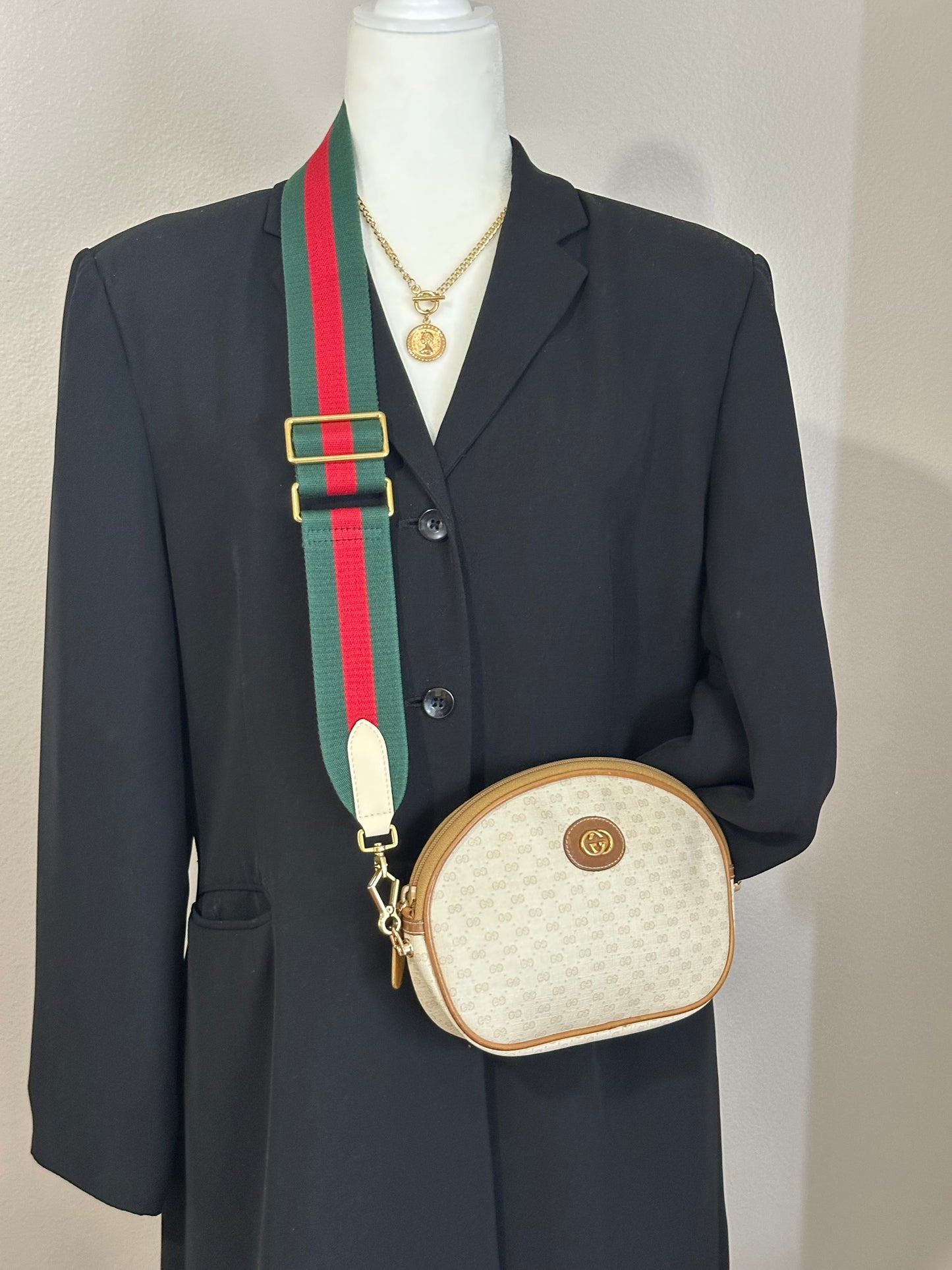 Authentic GUCCI White Micro GG Canvas Crossbody