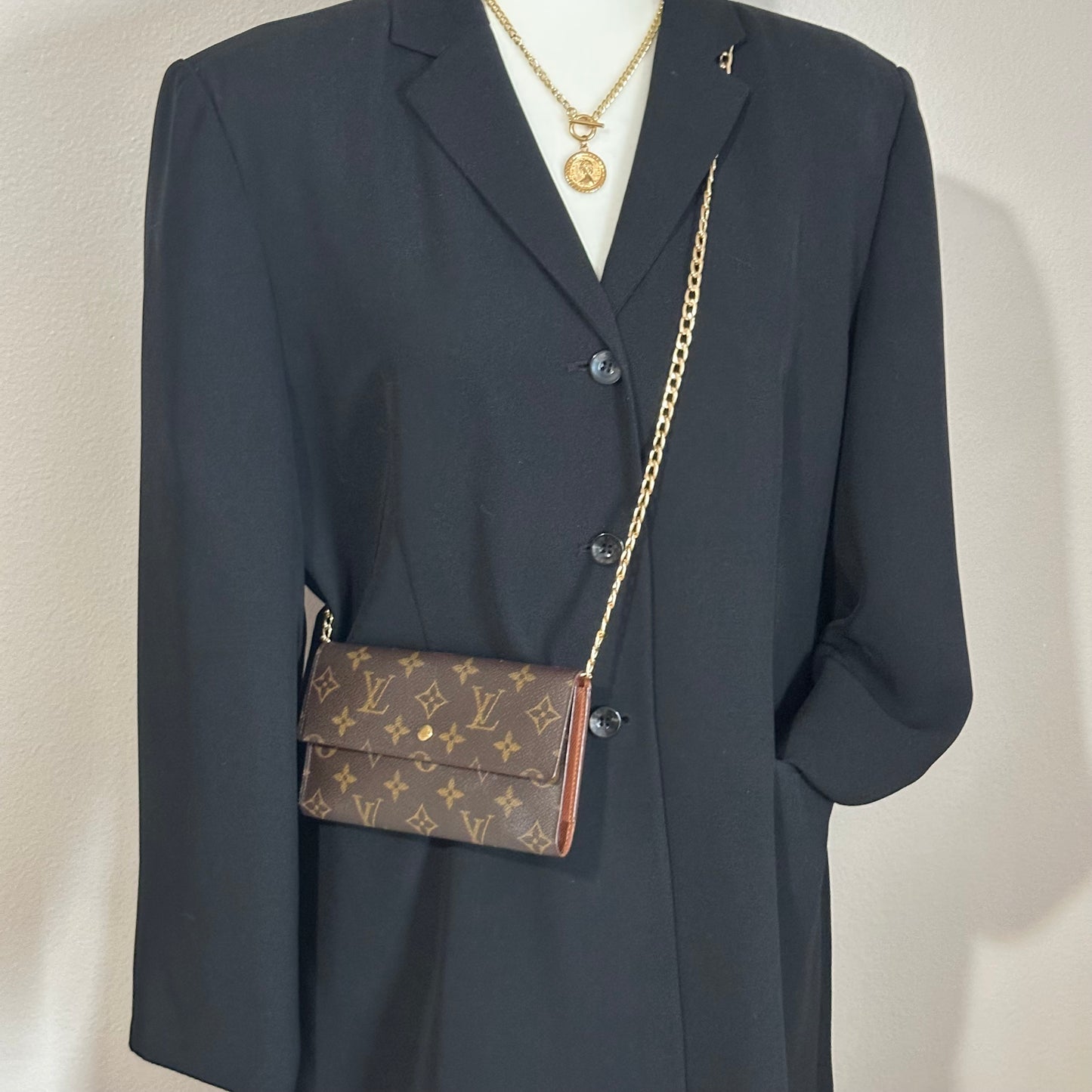 Authentic Louis Vuitton 1999 Monogram Trifold Wallet Crossbody