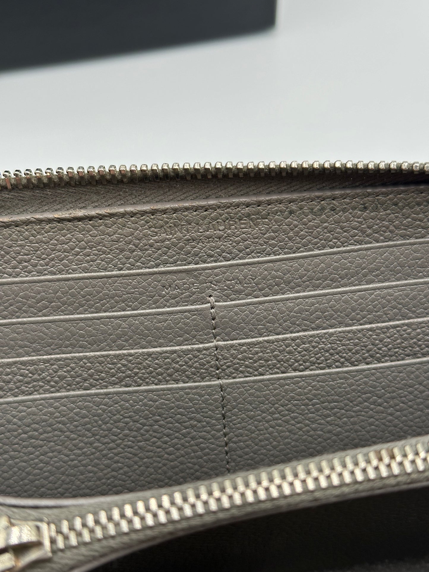 Authentic YSL Gray Rive Gauche Zipper Wallet