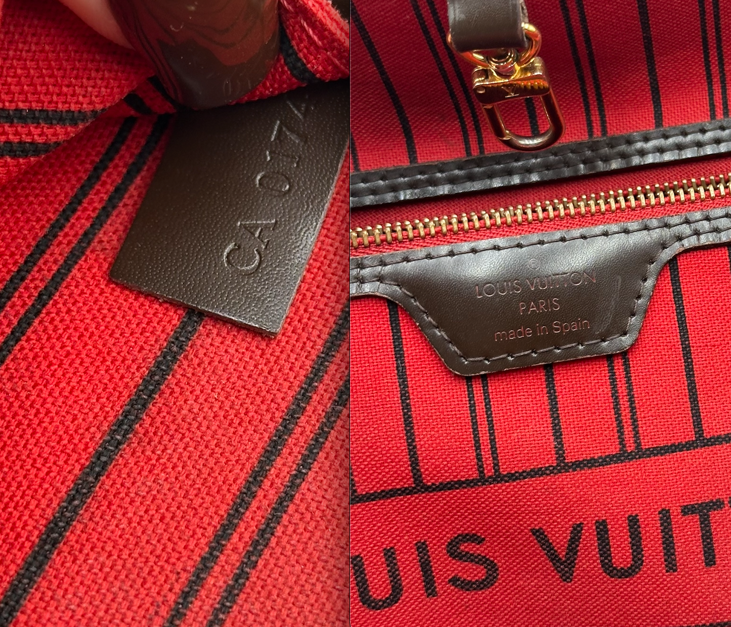 Authentic Louis Vuitton 2014 Damier Ebene Neverfull MM