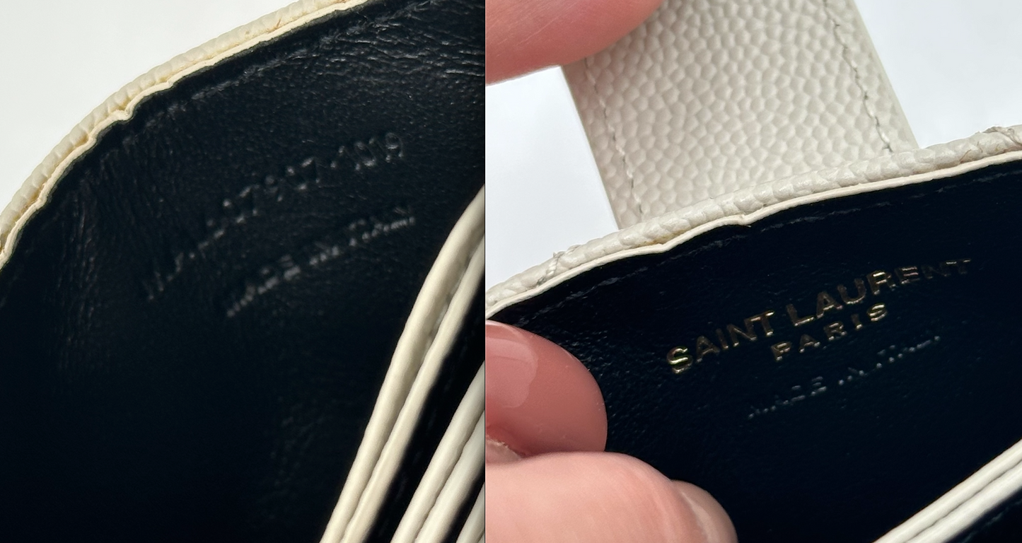 Authentic YSL White Accordion Compact Wallet