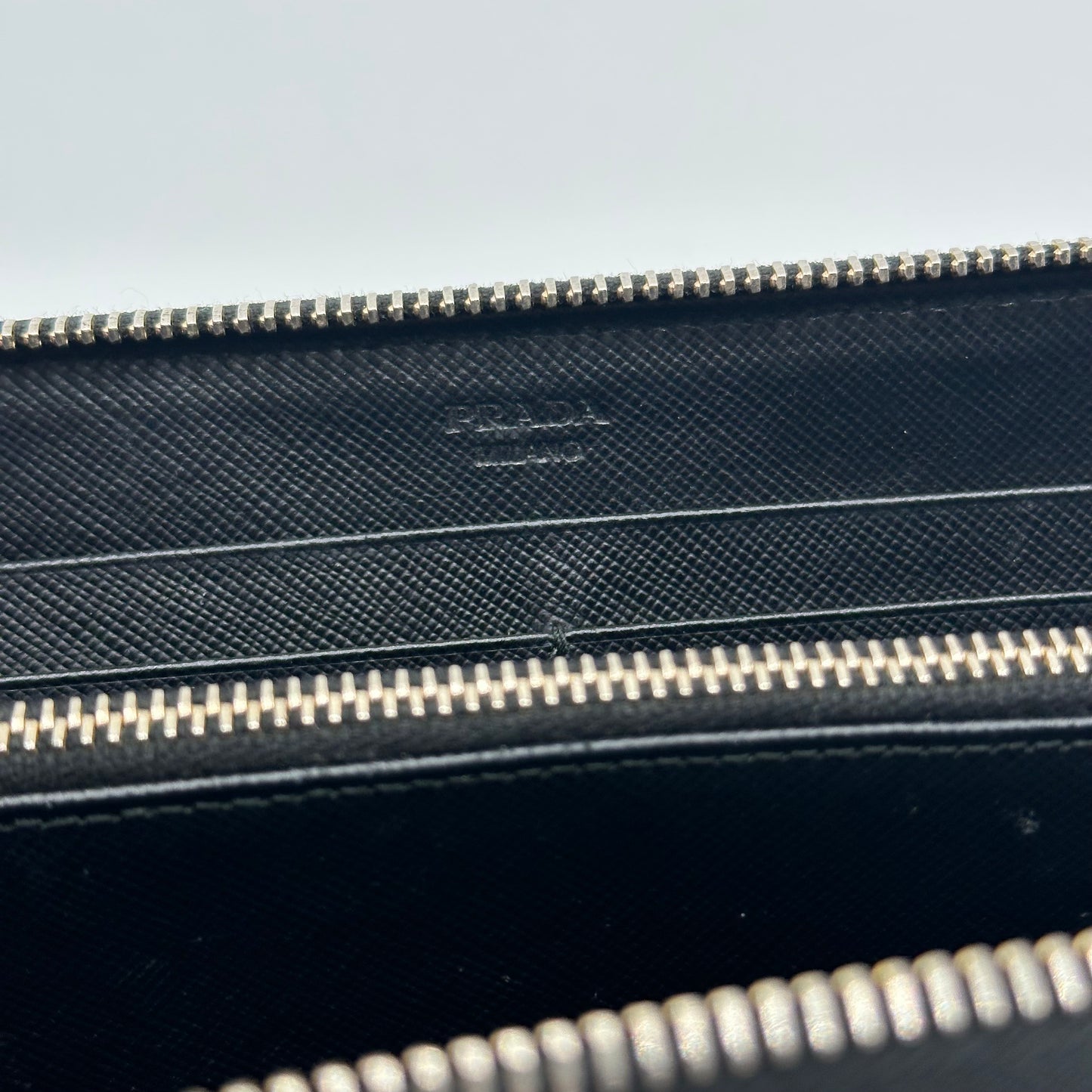 Authentic PRADA Saffiano Triangle Full Zip Wallet