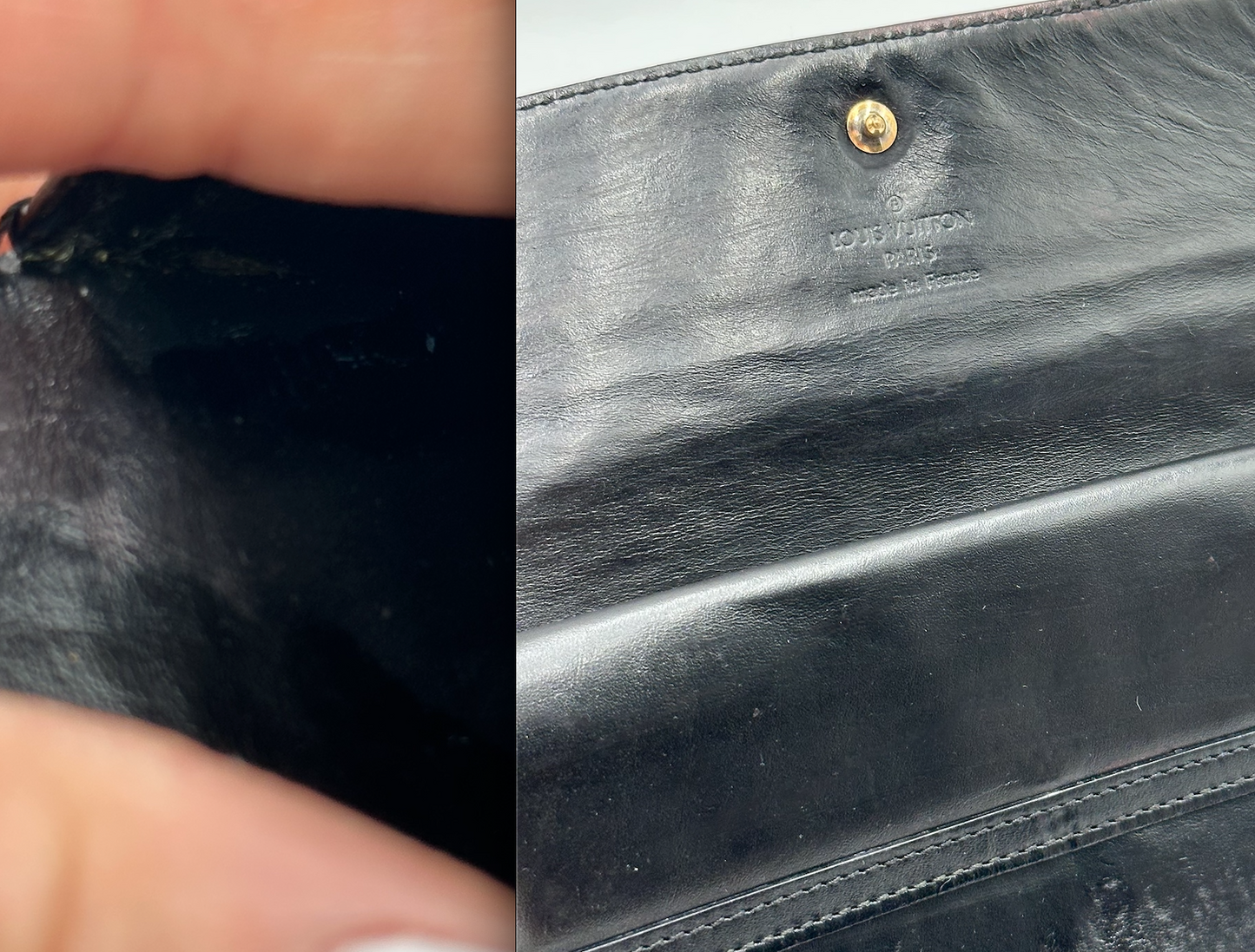 Authentic Louis Vuitton 2005 Suhali Black Trifold Wallet Crossbody