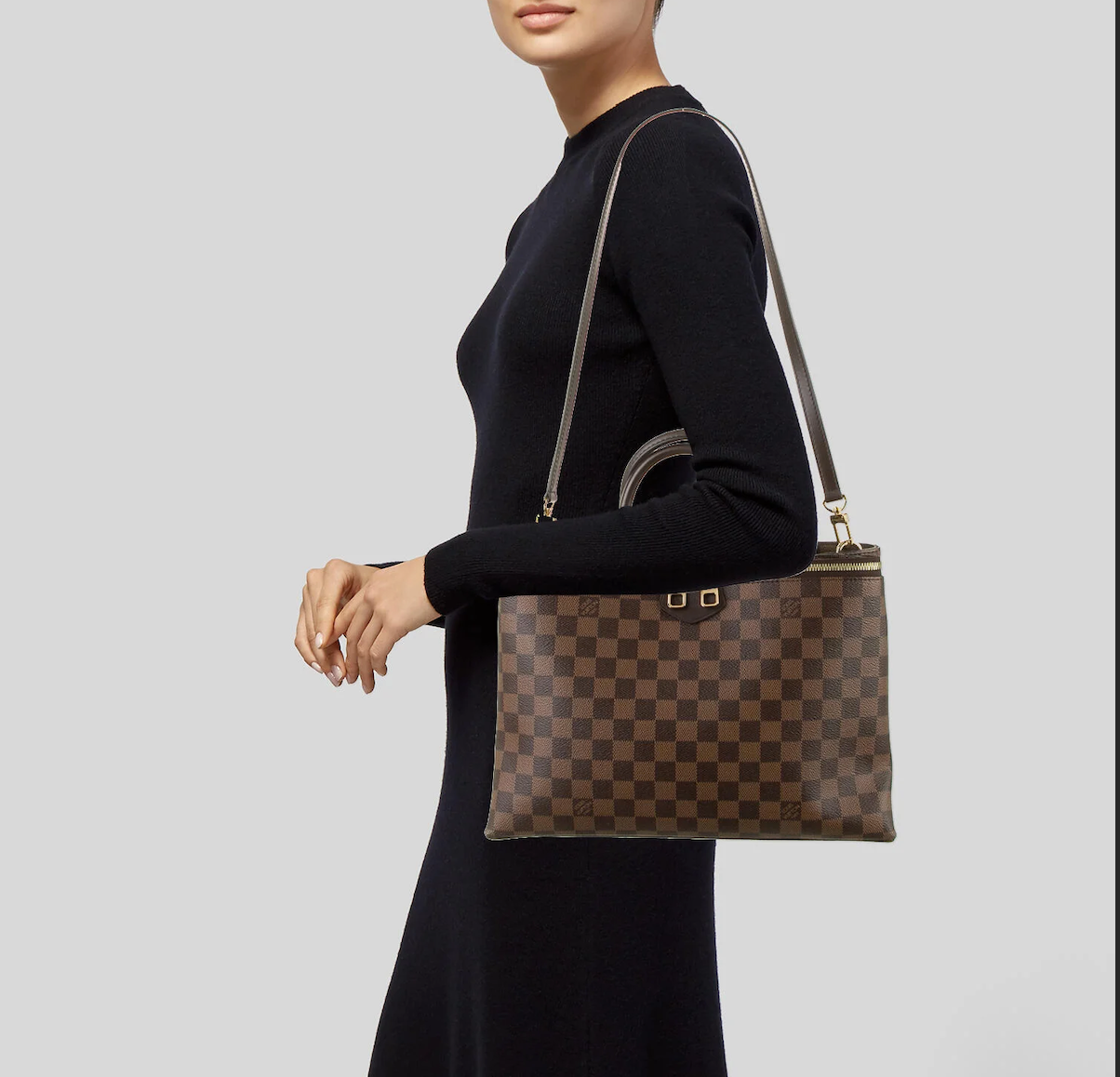 Authentic Louis Vuitton 2016 Damier Ebene Brompton 2-Way Tote