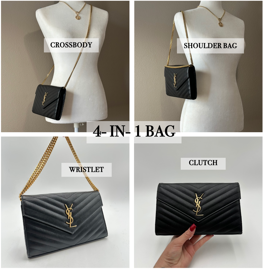 Authentic YSL Black Cassandre Envelope Chain Crossbody