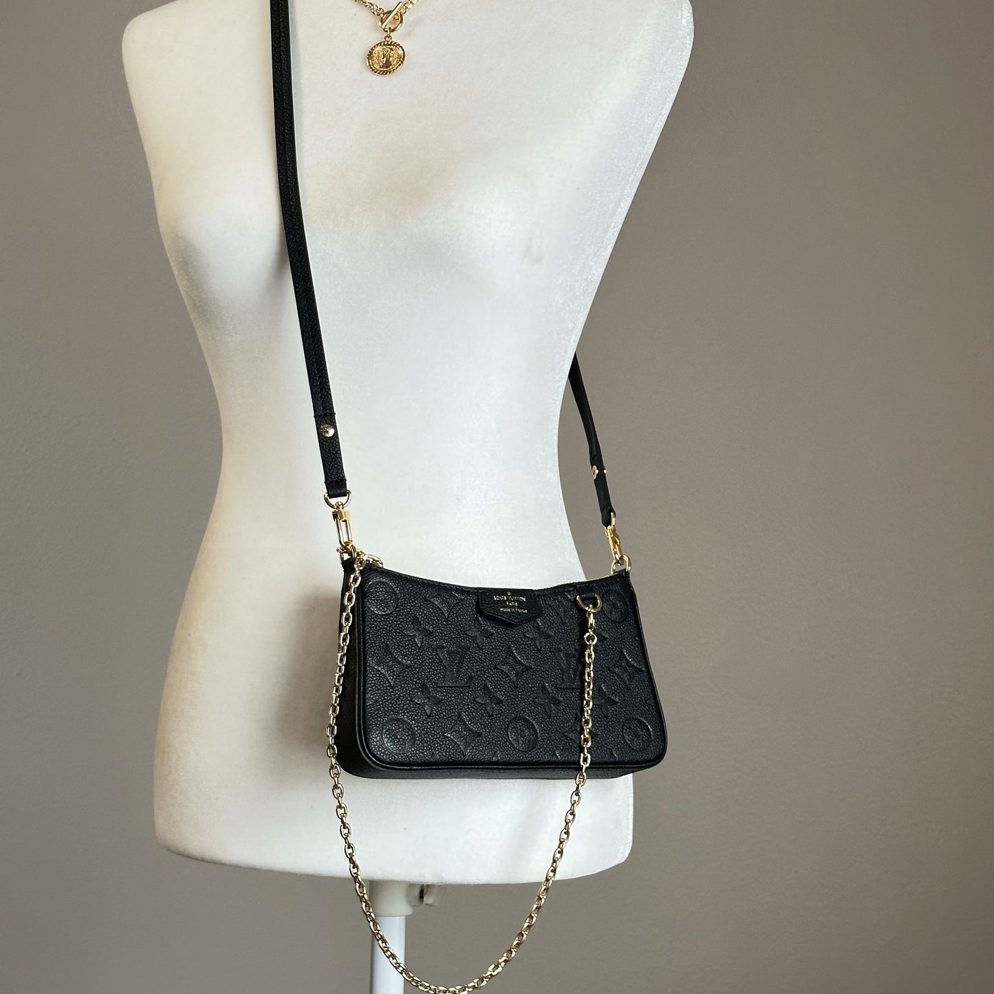 Authentic Louis Vuitton Monogram Black Empreinte Easy Pouch Crossbody