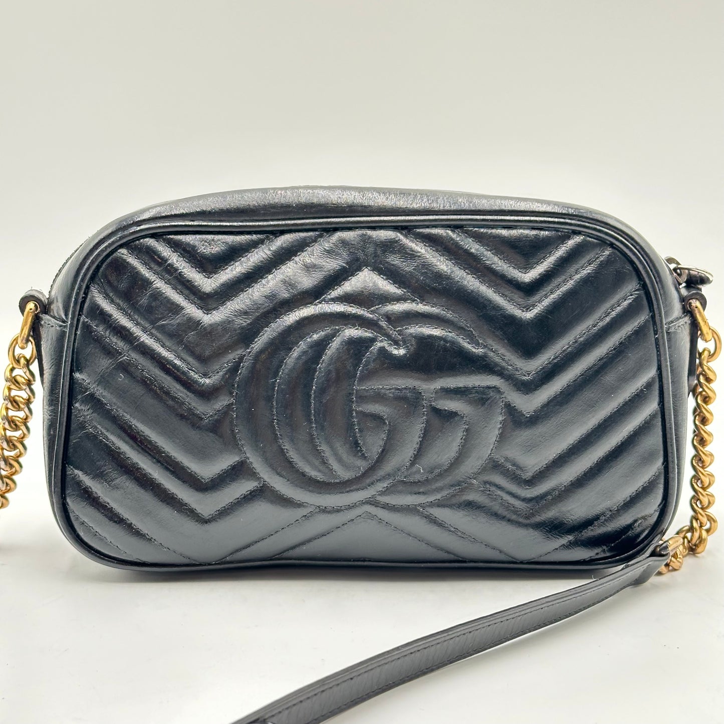 Authentic GUCCI Black Marmont V Stitch Crossbody