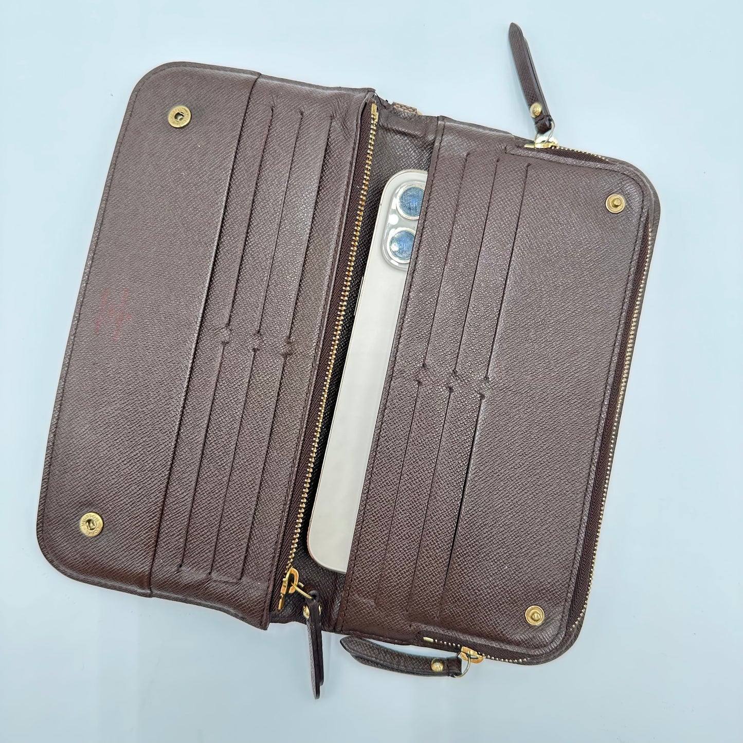 Authentic Louis Vuitton 2009 Damier Ebene Insolite Wallet Crossbody