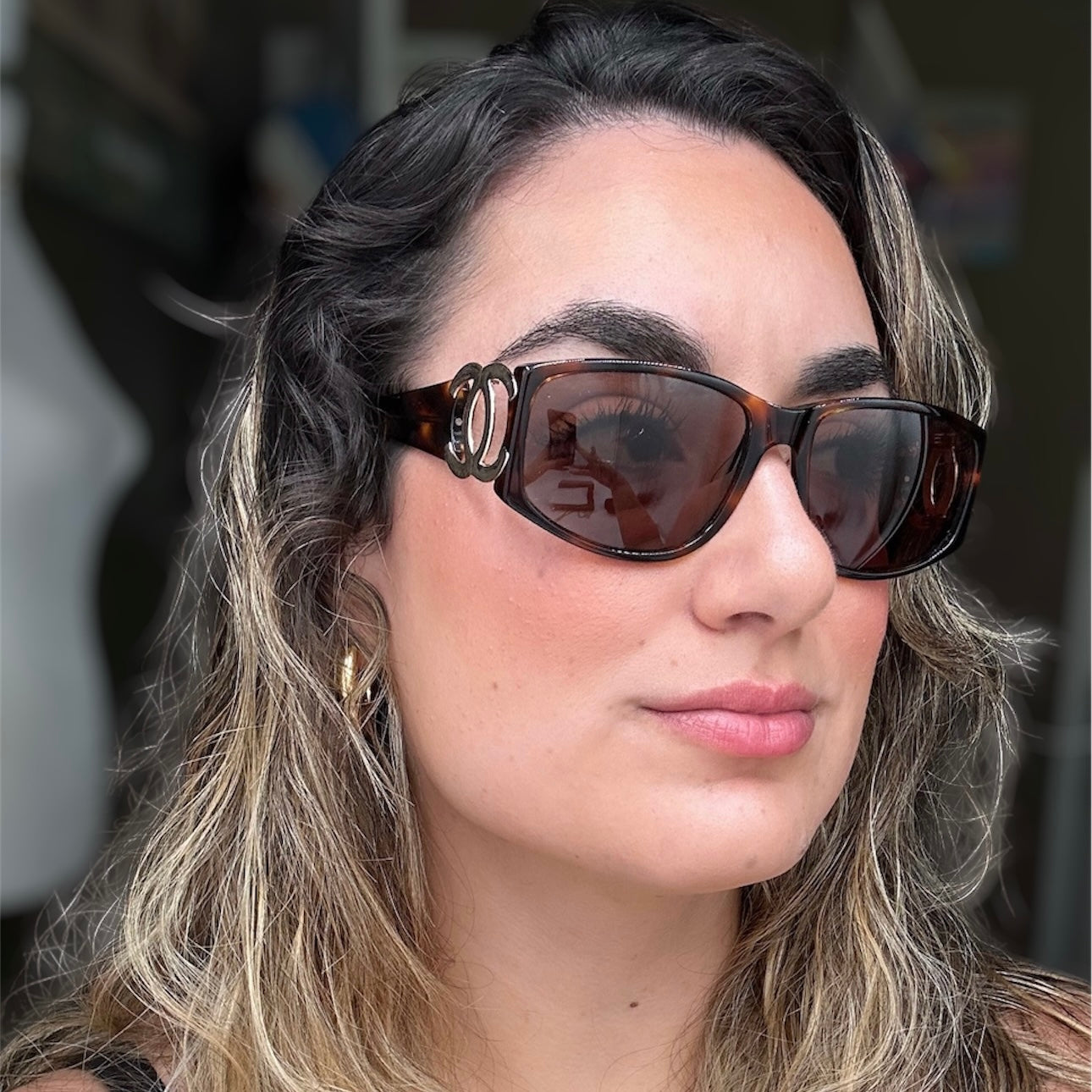 Authentic CHANEL CC Brown Tortoise Shell Sunglasses
