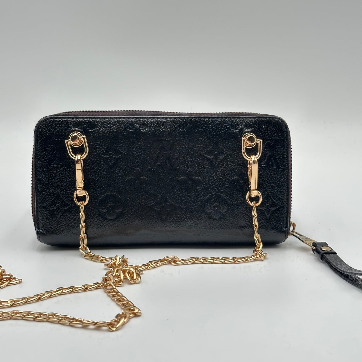 Authentic Louis Vuitton 2013 Black Empreinte Monogram Full Zipper Wallet Crossbody