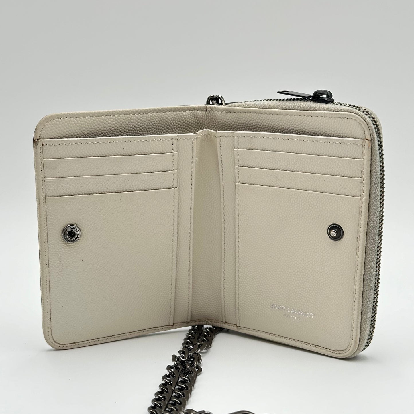 Authentic YSL White Matelasse Compact Wallet