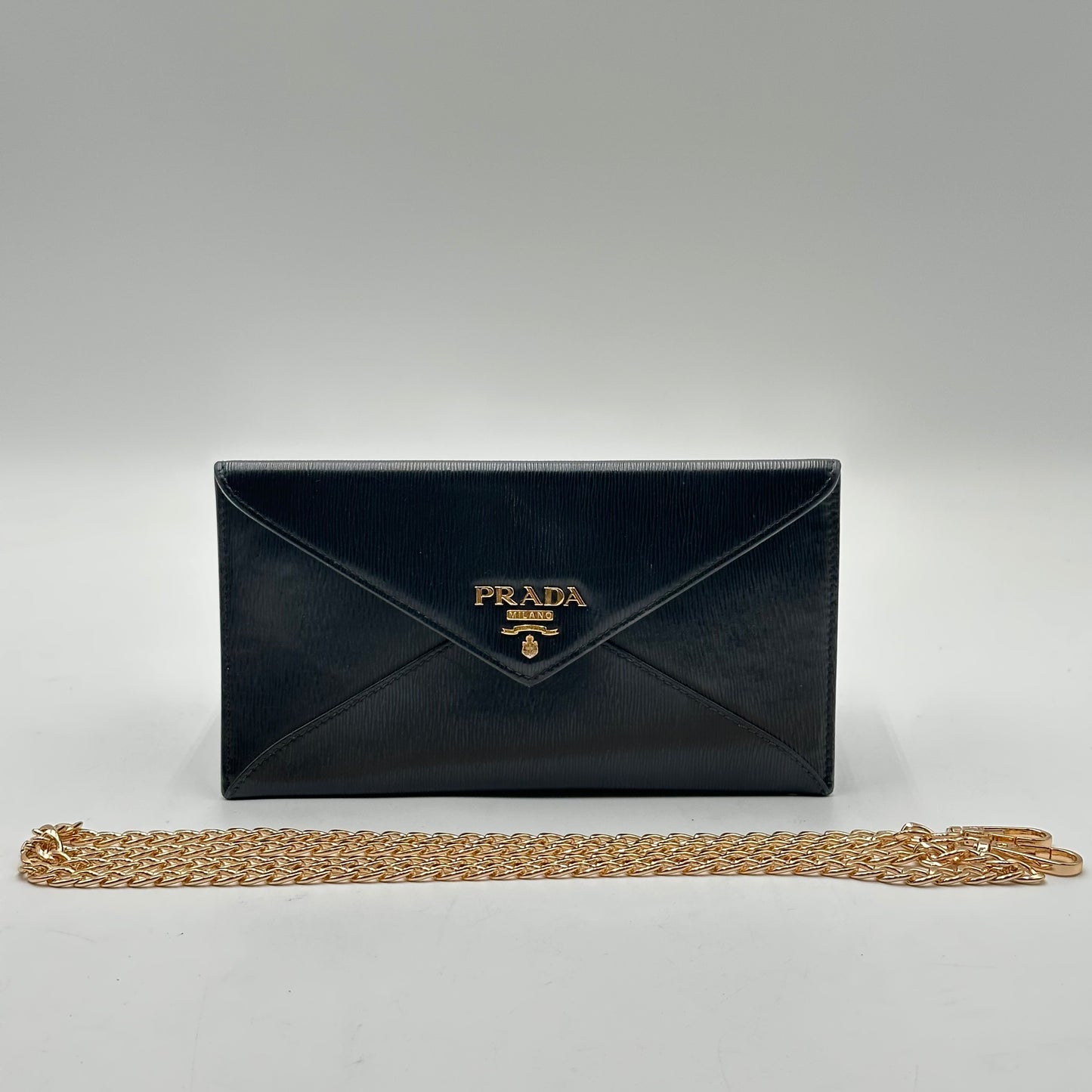 Authentic PRADA Black Saffiano Envelope Crossbody Wallet