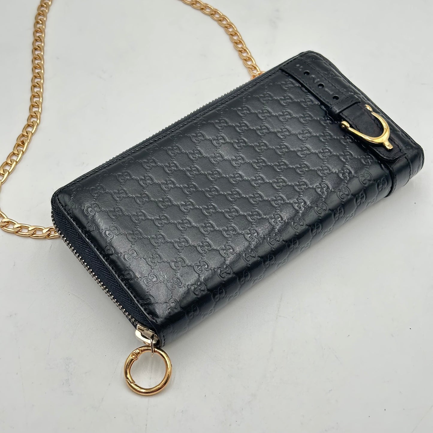 Authentic GUCCI Black Microguccisima Full Zipper Wallet Crossbody