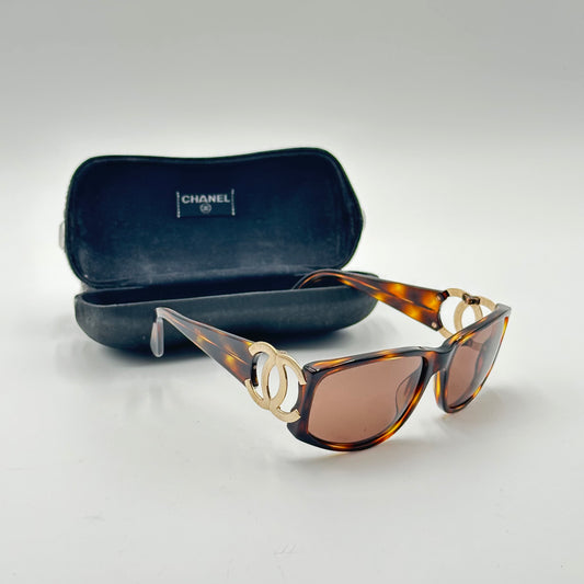 Authentic CHANEL CC Brown Tortoise Shell Sunglasses