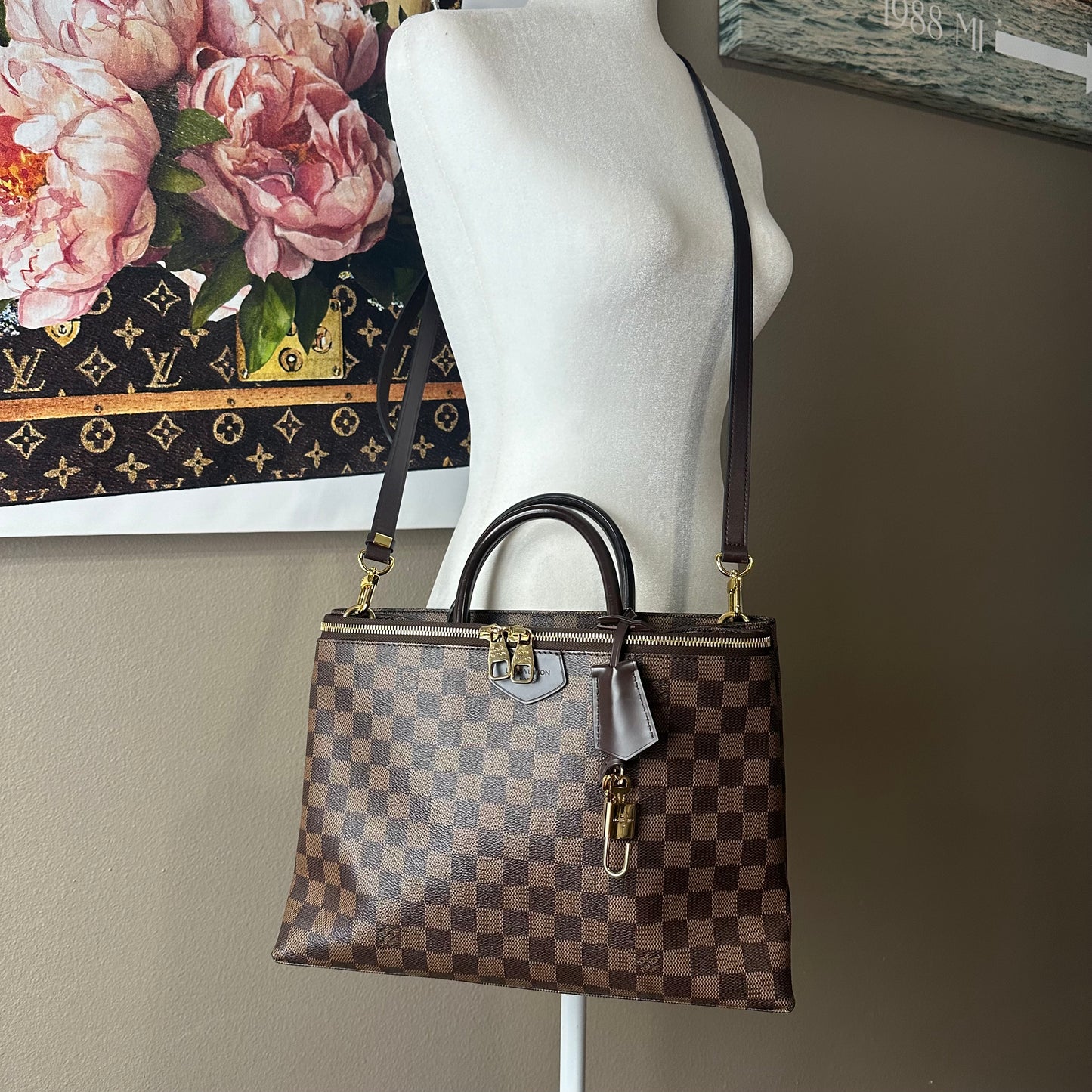 Authentic Louis Vuitton 2016 Damier Ebene Brompton 2-Way Tote