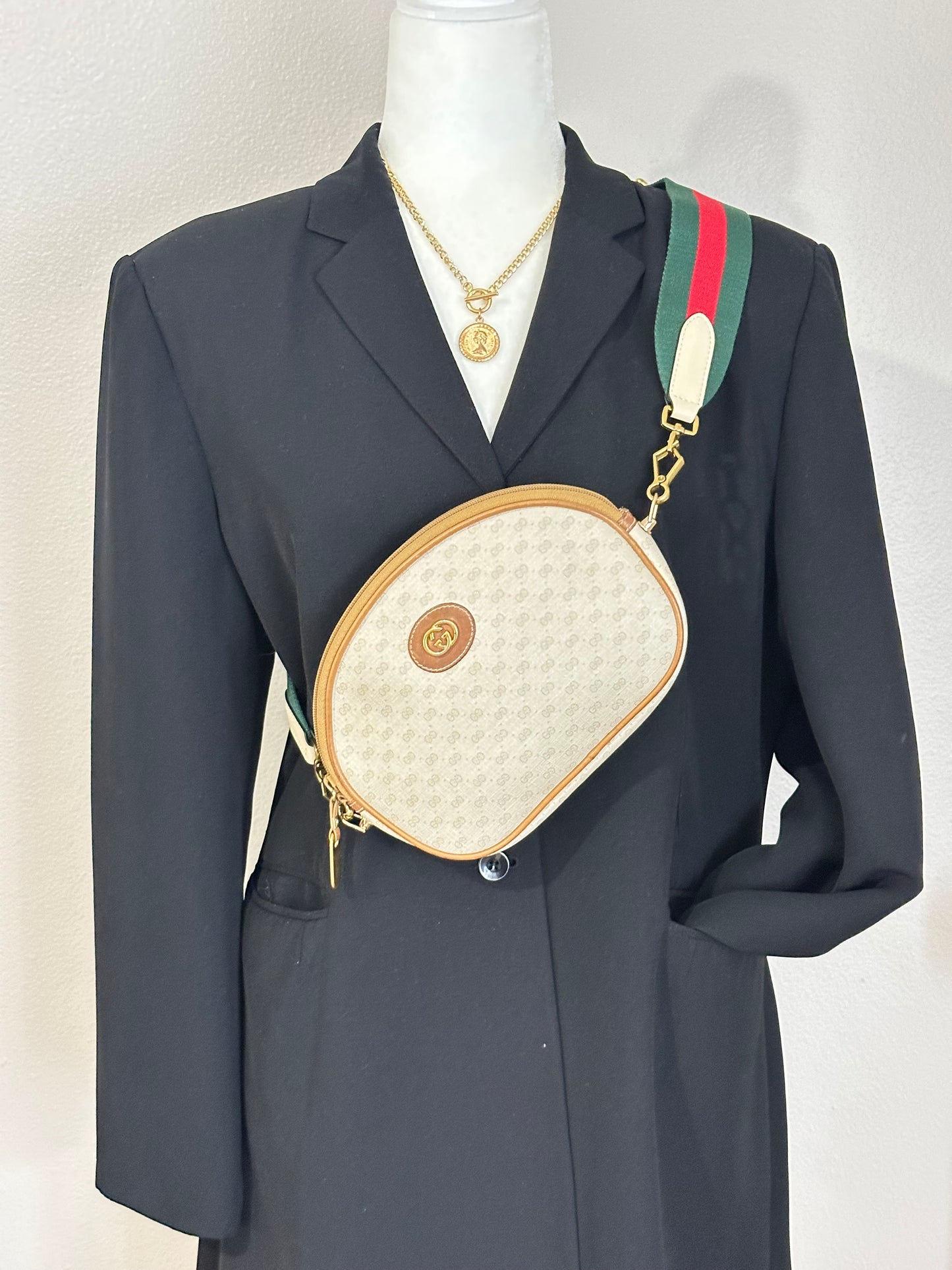 Authentic GUCCI White Micro GG Canvas Crossbody