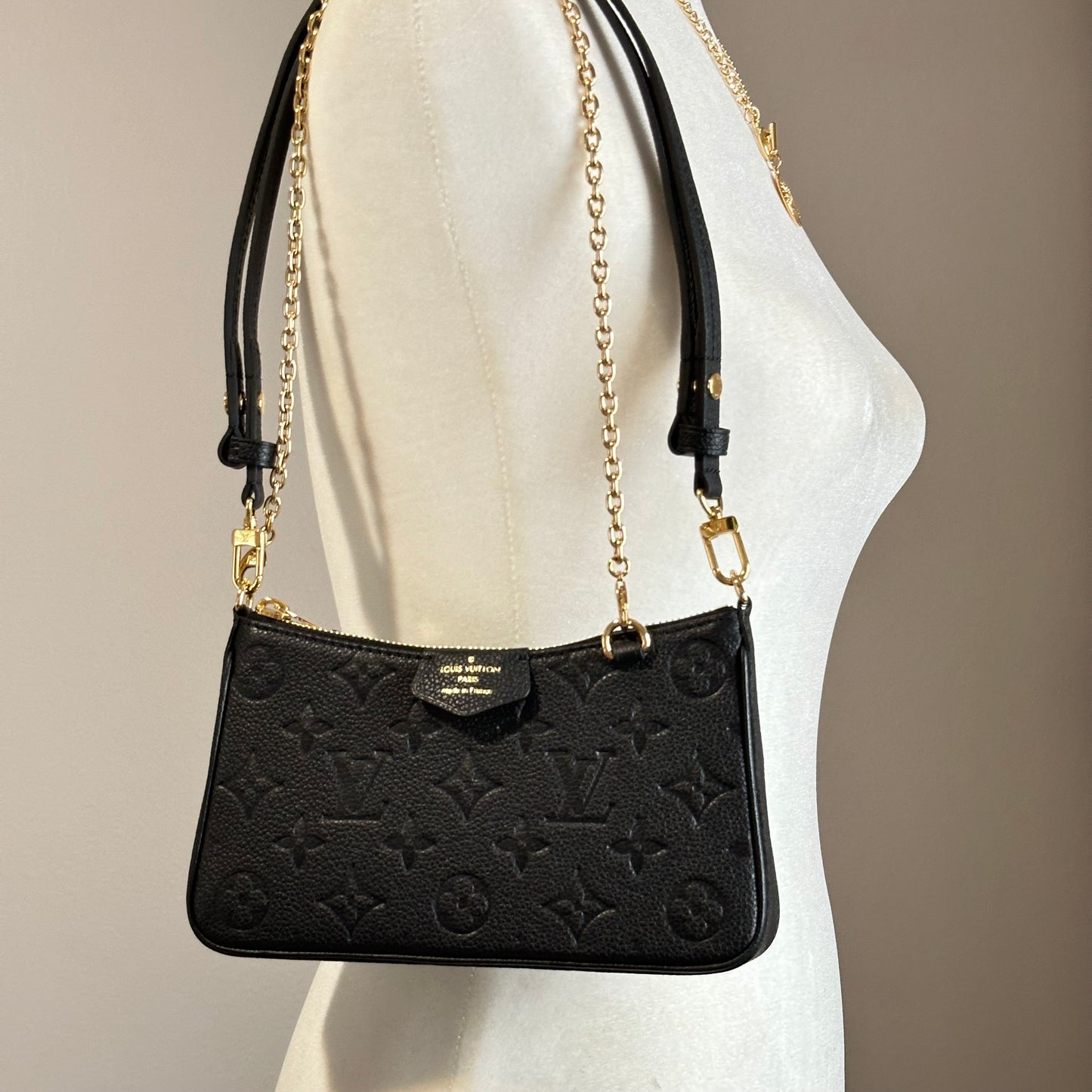 Authentic Louis Vuitton Monogram Black Empreinte Easy Pouch Crossbody