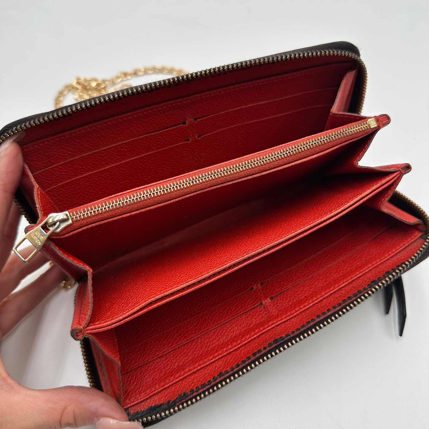 Authentic Louis Vuitton 2013 Black Empreinte Monogram Full Zipper Wallet Crossbody