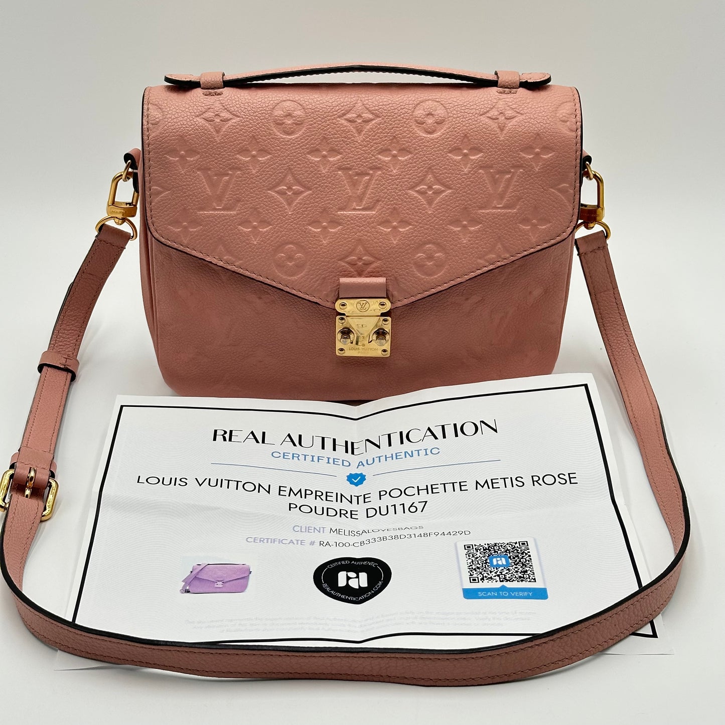 Authentic Louis Vuitton Pochette Métis Monogram Empreinte Rose Pink Crossbody