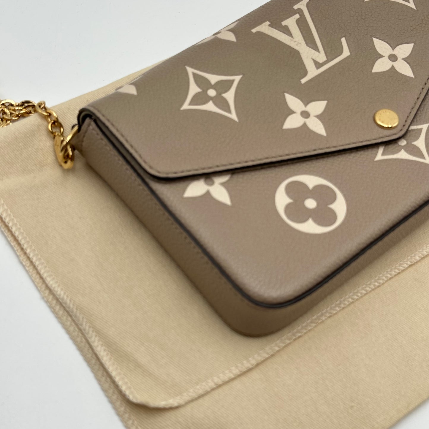 Authentic Louis Vuitton Turtledove Empreinte Felicie Pochette Crossbody