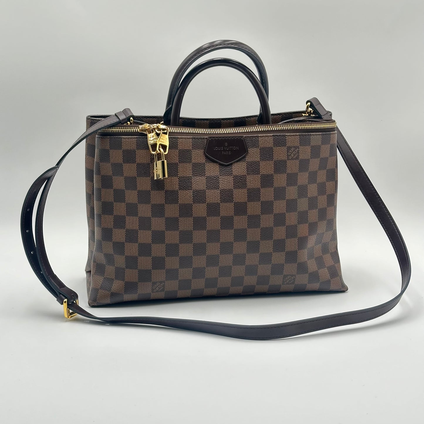Authentic Louis Vuitton 2016 Damier Ebene Brompton 2-Way Tote