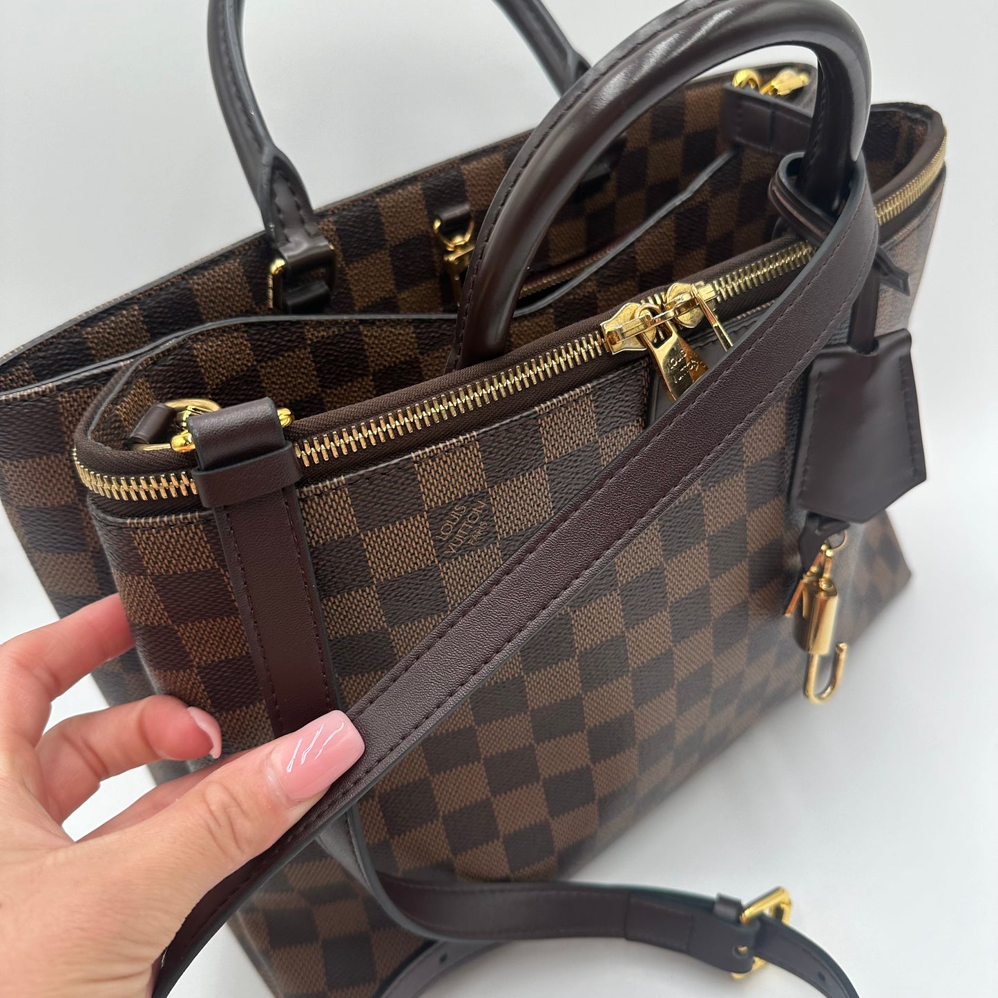 Authentic Louis Vuitton 2016 Damier Ebene Brompton 2-Way Tote