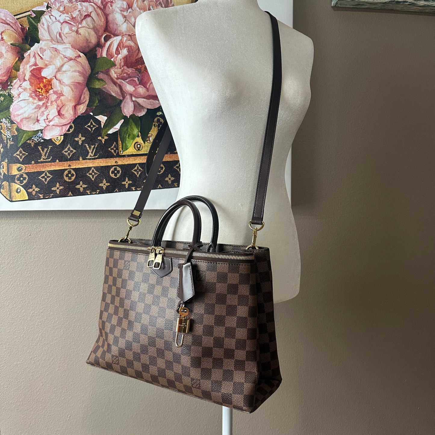 Authentic Louis Vuitton 2016 Damier Ebene Brompton 2-Way Tote