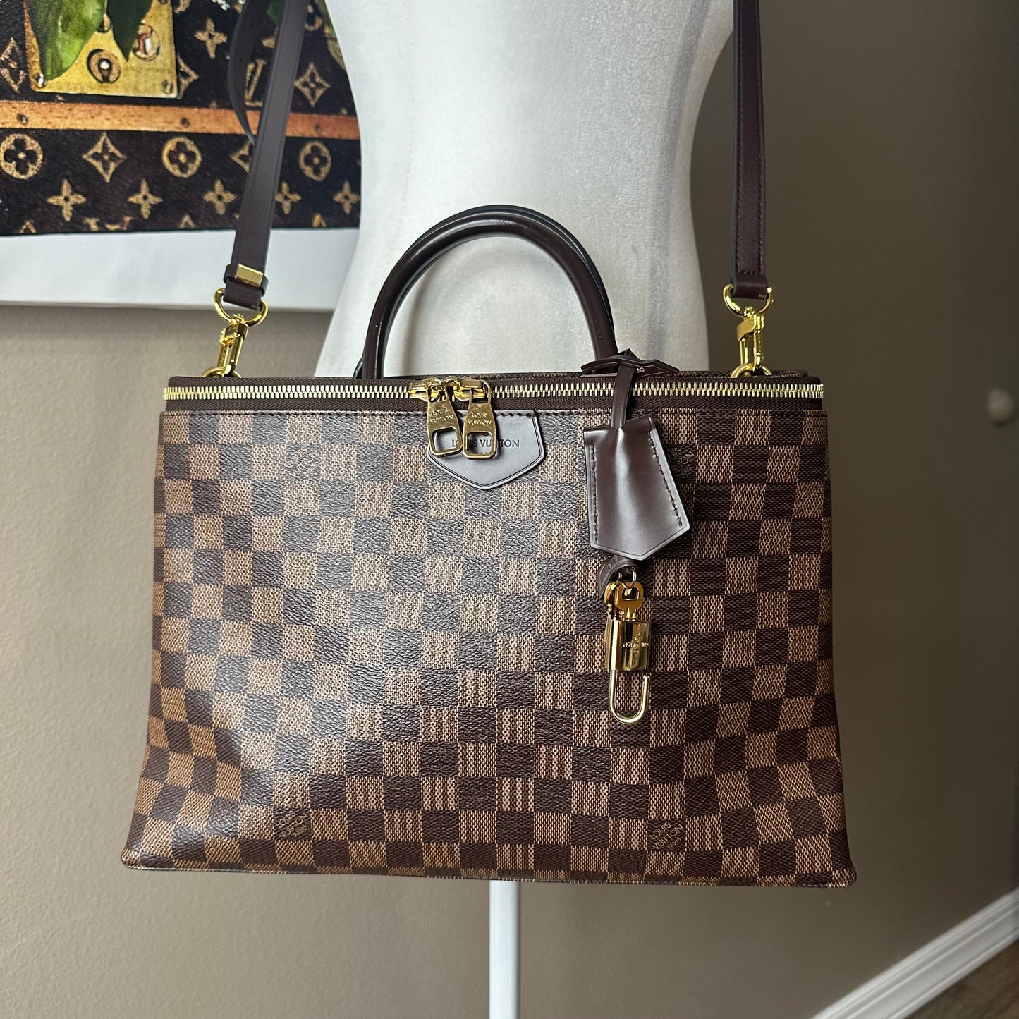 Authentic Louis Vuitton 2016 Damier Ebene Brompton 2-Way Tote