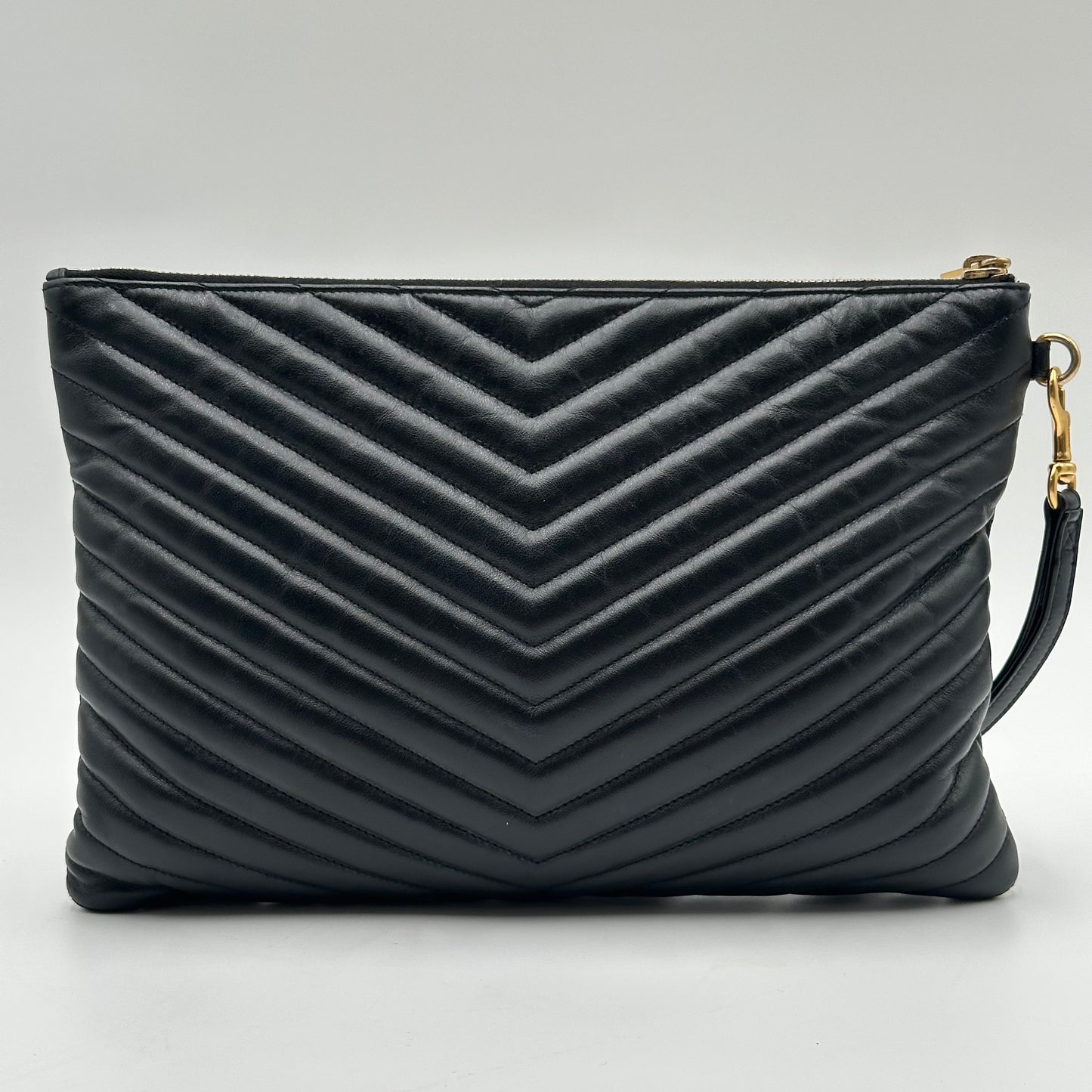 Authentic YSL Matelasse Cassandre Zipper Clutch Crossbody