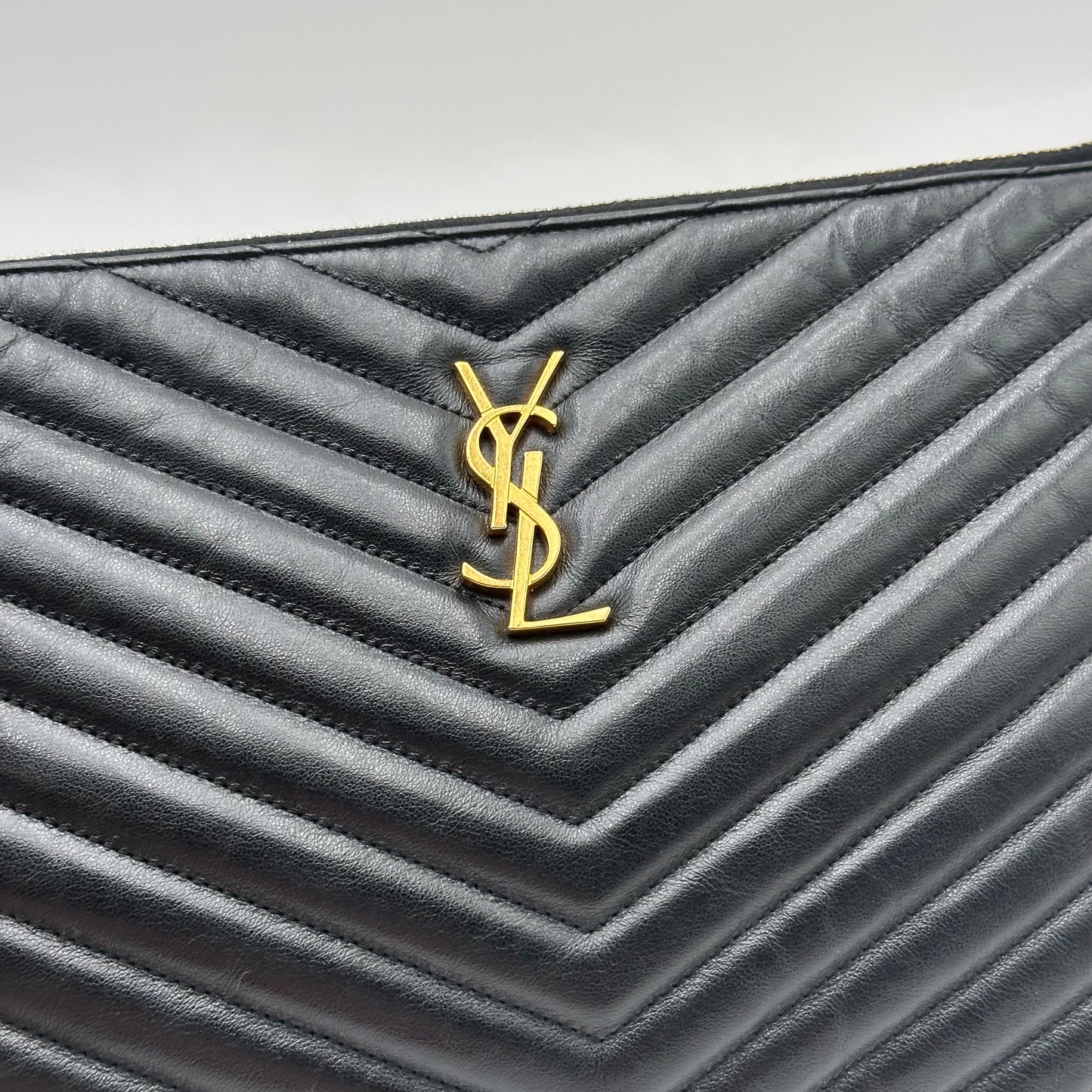 Authentic YSL Matelasse Cassandre Zipper Clutch Crossbody