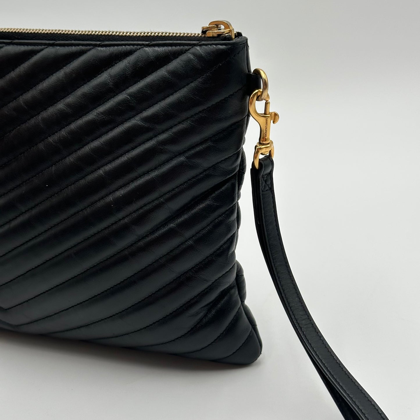 Authentic YSL Matelasse Cassandre Zipper Clutch Crossbody