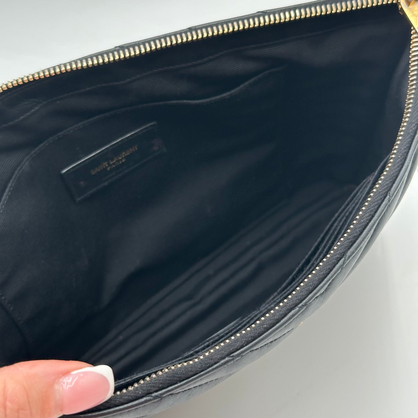 Authentic YSL Matelasse Cassandre Zipper Clutch Crossbody