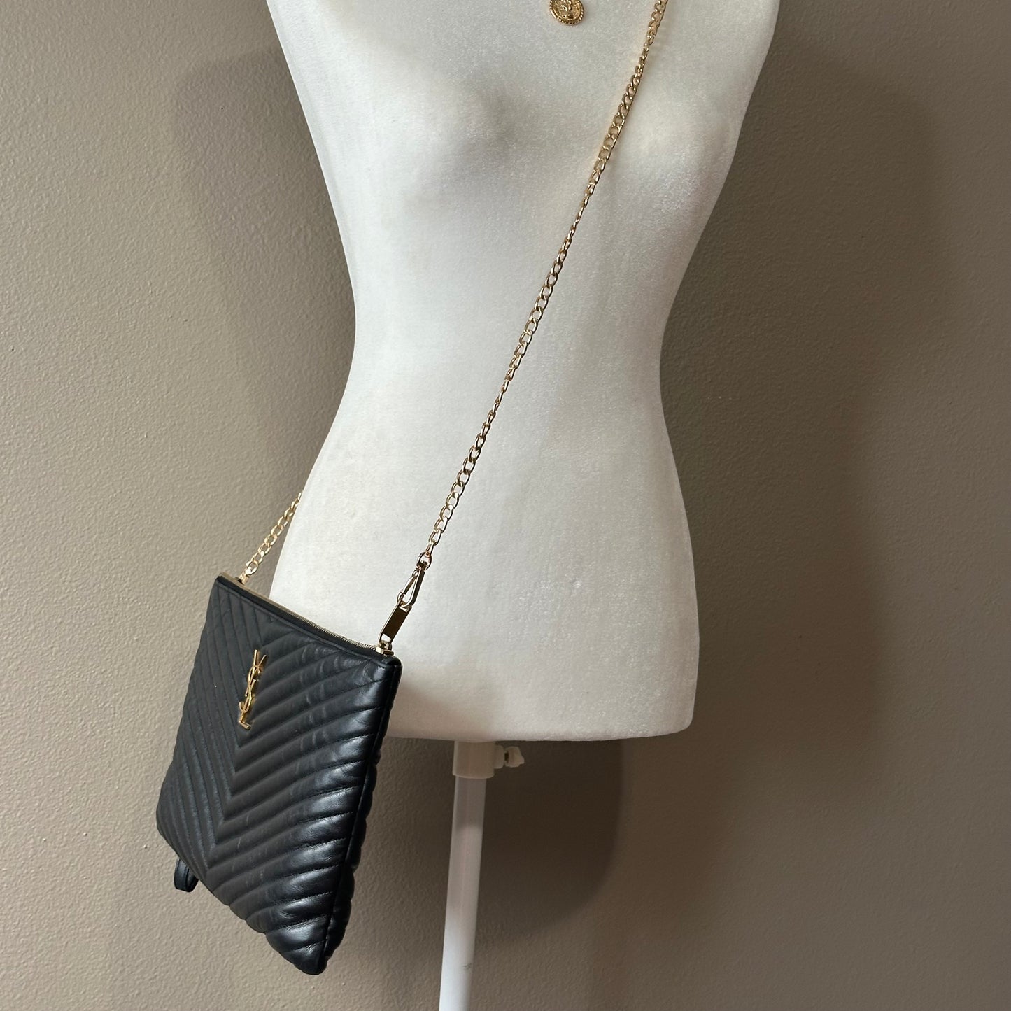 Authentic YSL Matelasse Cassandre Zipper Clutch Crossbody